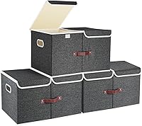 Vista 14 de TYEERS Contenedores de almacenamiento plegables extragrandes con tapas y compartimentos, organizadores para almacenamiento de armario