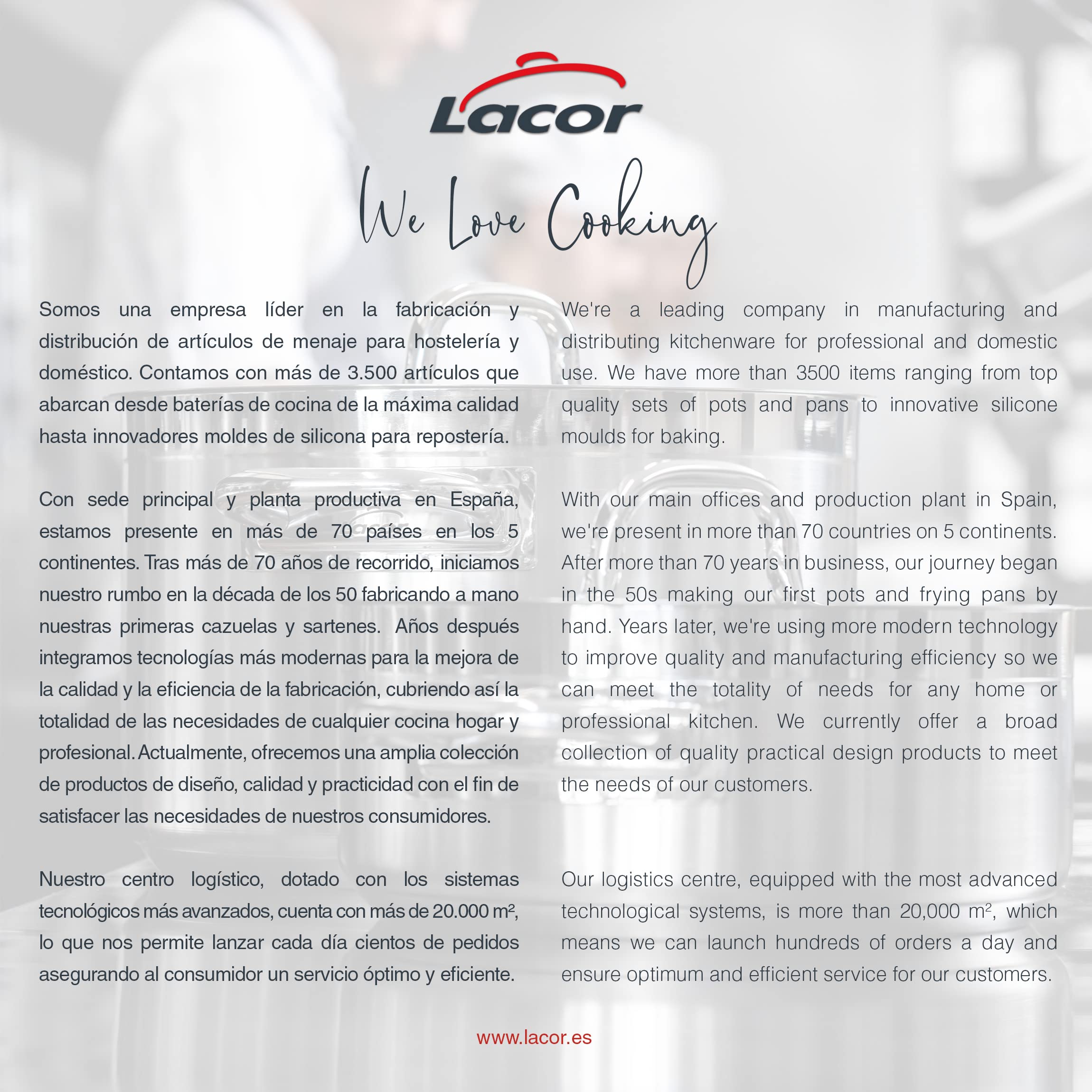 Lacor 54040 - Gratin en acier inoxydable Chef Luxe 40 cm avec couvercle | Fabriqué en acier inoxydable de qualité alimentaire; haute résistance à la corrosion et usure quotidienne
