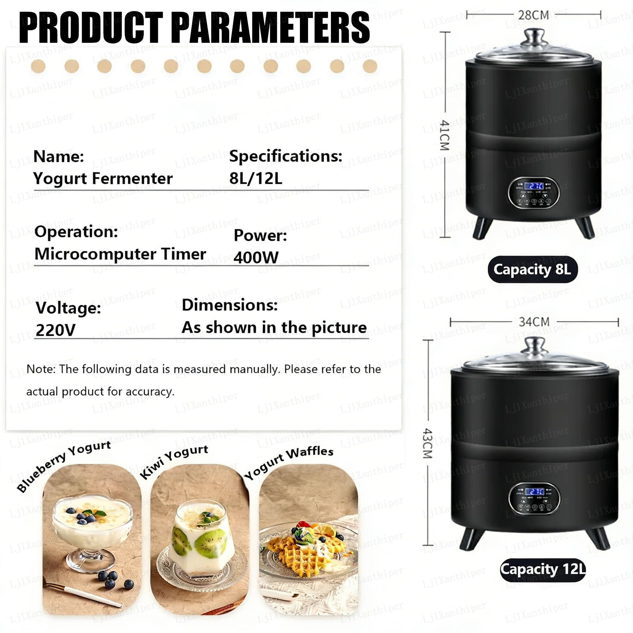 Komercyjna jogurtownica,Maszyna Do Fermentacji Jogurtu 8 L/12 L,Kontrola Czasu I Temperatury,Fermentacja W Stałej Temperaturze 360°,Do Domowego Jogurtu,Wina Ryżowego Natto White-12L