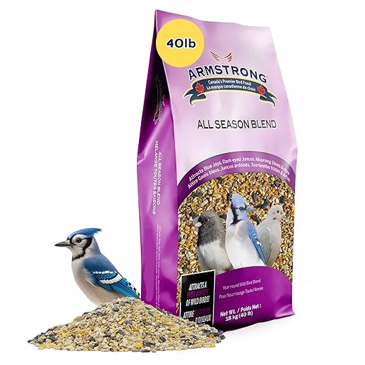 Armstrong Wild Bird Food All Season Bird Seed Blend, 40 Pounds - with Cut Corn, Wheat, White & Red Millet, Black Oil Sunflower Seeds for Blue Jays, Dark-Eyed Juncos and Mourning Doves