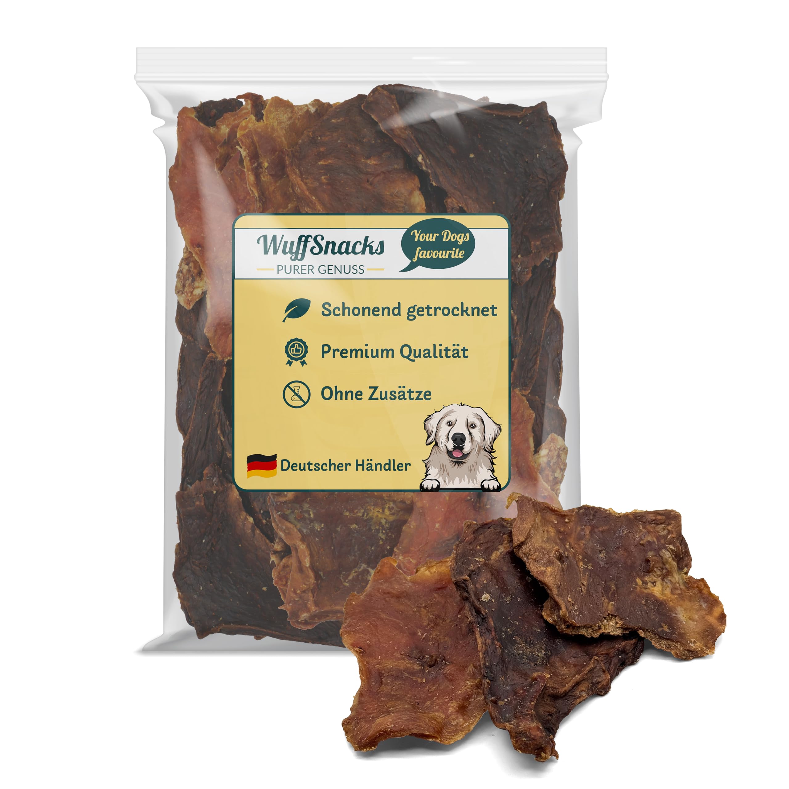 Deshidrato de ternera para perros | 2,5 kg | carne de perro deshidratada | 100% carne de res | carne de vacuno natural y seca | baja en grasa y rica en proteínas | carne seca de ternera de Wuffsnacks