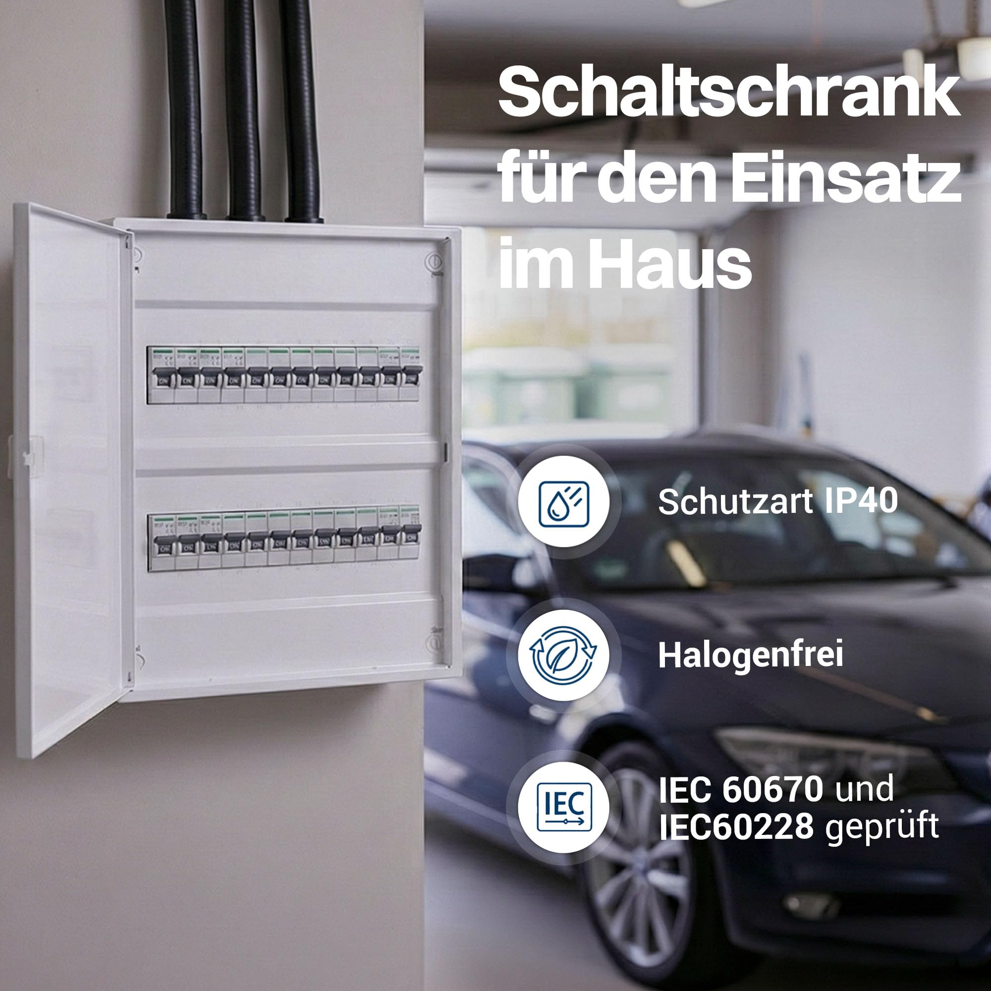 Intratec ALPHA Sicherungskasten Aufputz 2 reihig – Verteilerkasten Aufputz für 24 Module mit weißer Tür für einfache Installation Zuhause & Gewerbe – 377 x 310 x 96mm