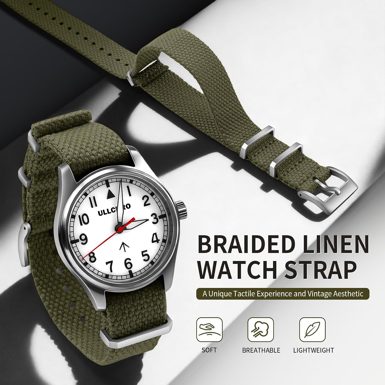 Single Pass Watch Strap, 20mm 22mm Nylon Band for Men Women, Quick Release Linen Fabric Canvas Sport Waterproof Breathable Military Ballistic Premium Soft