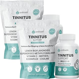 Tinnitus Relief Pills for Ringing Ears & Ear Health | Extra Strength Tinnitus Supplement with Bioflavonoids, B12 & Inositol | Supports Sleep, Focus & Auditory Clarity | 60 Caplets | 2 Pack