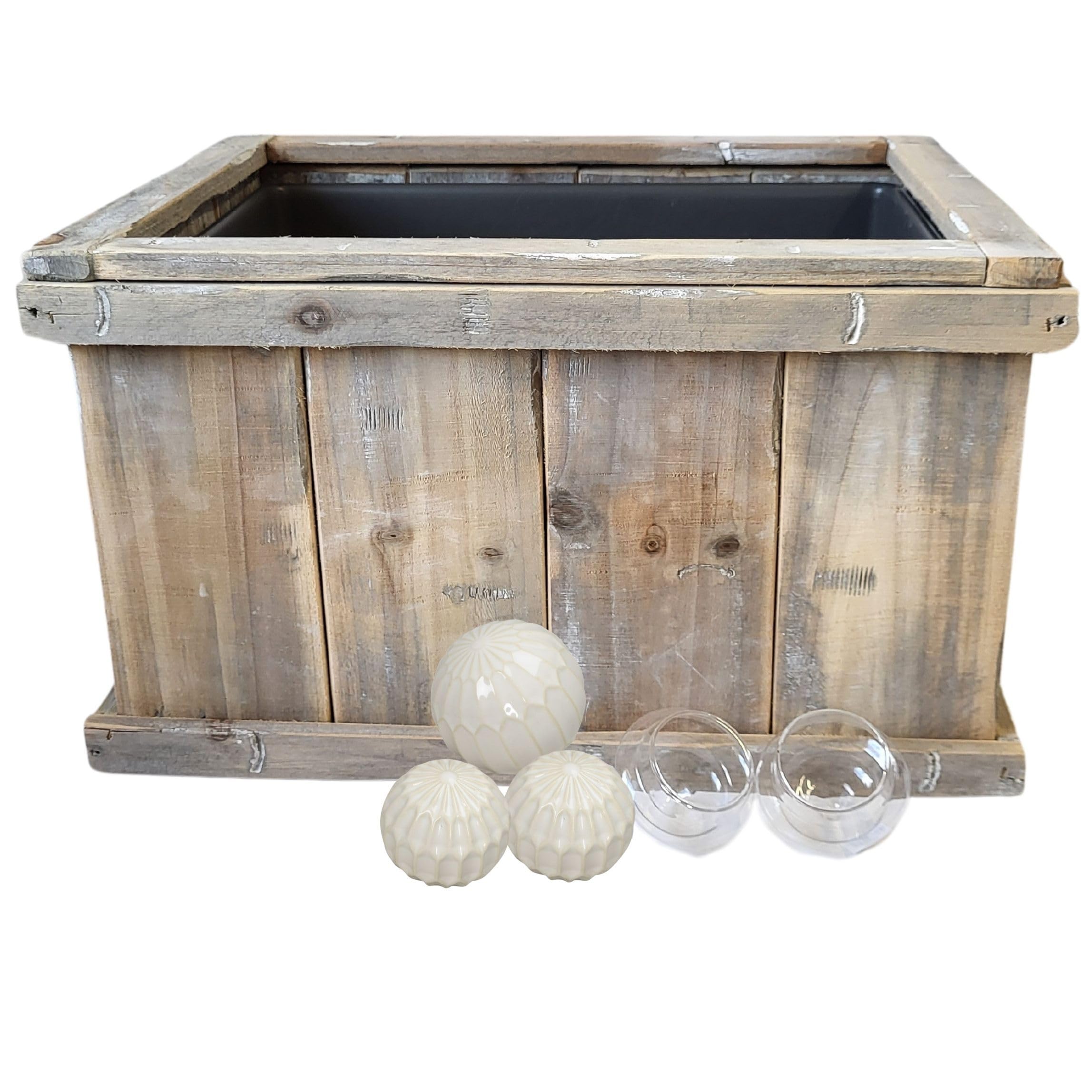 Storm's Gartenzaubereien Miniteich Kompletset - Inklusive 3 cremefarbene Schwimmkugeln & Teelichtschalen aus Glas - Perfekt für Balkon- und Terrassenteich - Teichdeko