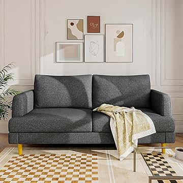 Loveseat Sofa Couch for Living Room with USB Type C Ports – Dark Gray Upholstered 70
