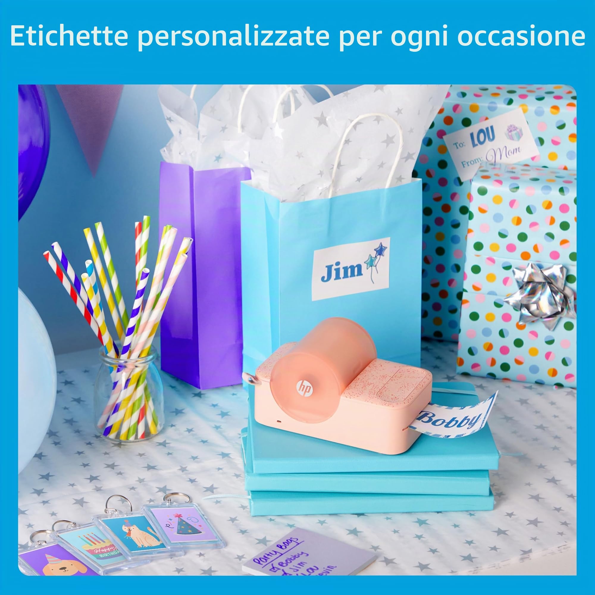 HP Sprocket Panorama Pacchetto artigianale portatile istantaneo per etichette a colori e stampante fotografica (rosa) con custodia, rotolo Zink, album fotografico, pennarelli, forbici
