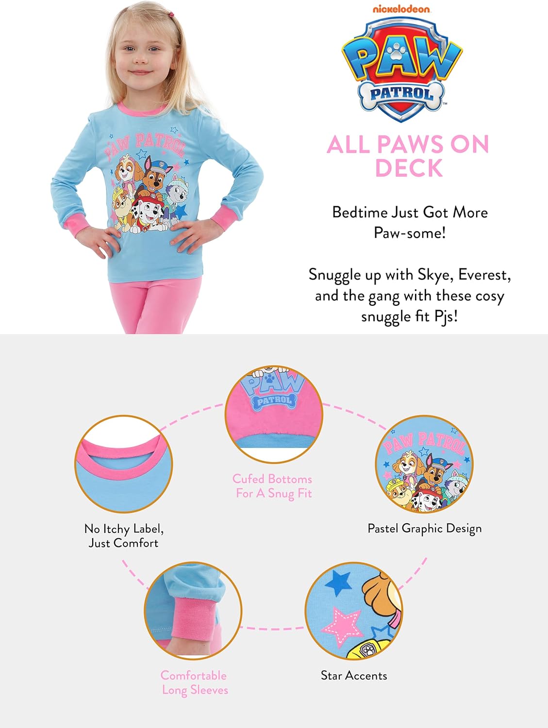 Paw Patrol Girls' Chase Marshall Skye Everest Pajamas - Image 6