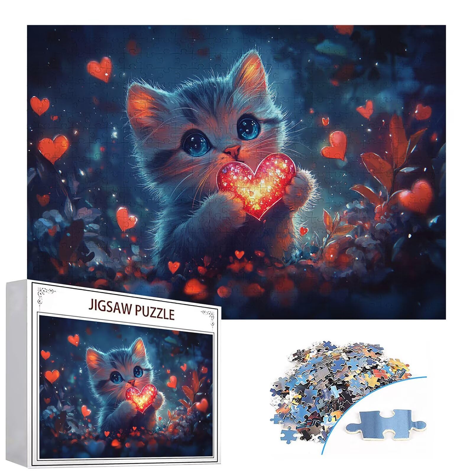 Puzzle 3000 elementów kot puzzle dla dorosłych miłość 122 x 81 cm unikalne rzemiosło klasyczne 3D drewniana układanka do rodzinnych gier aktywności, układanka do samodzielnego wykonania, nawet do