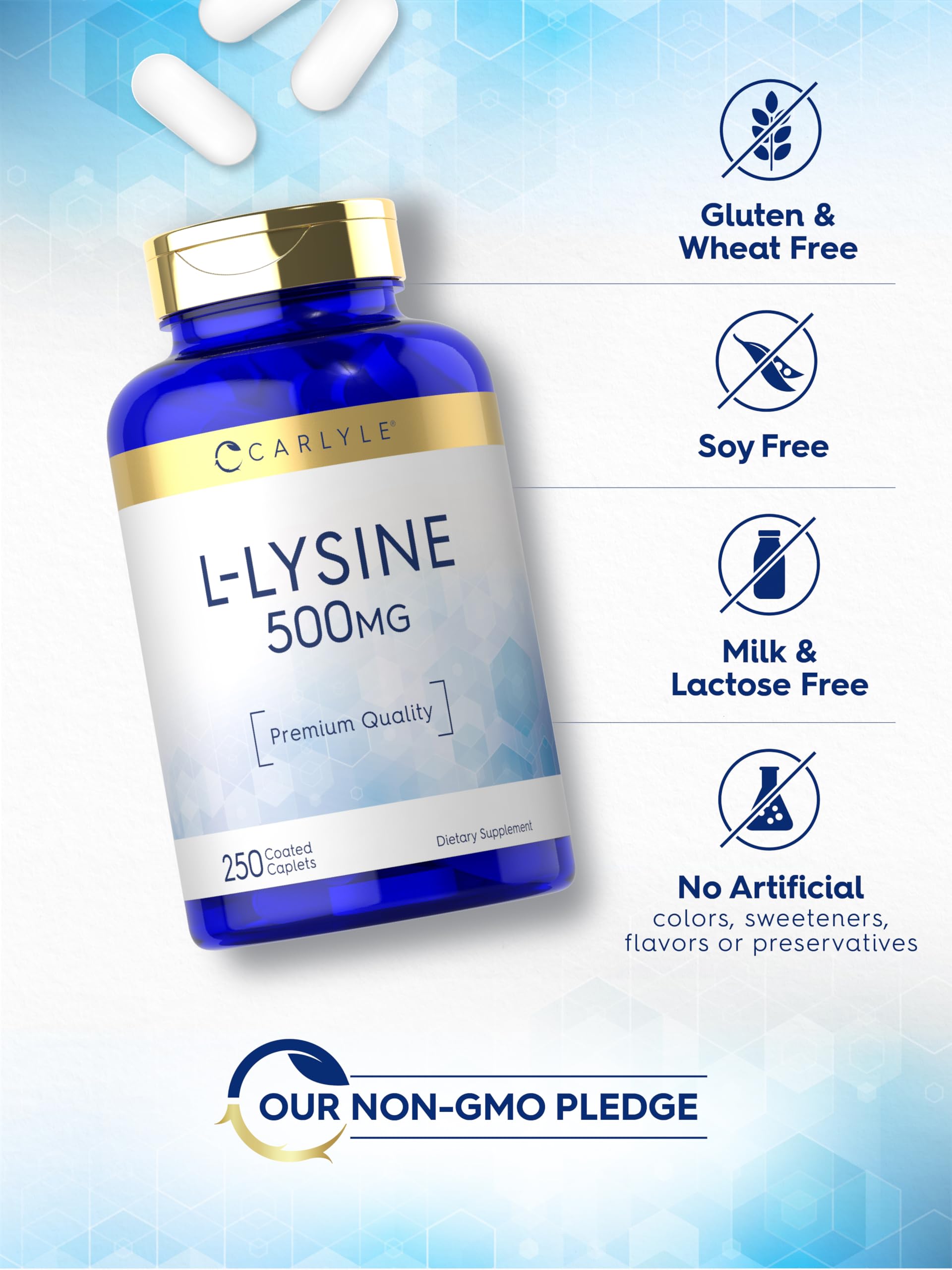 Carlyle L-Lysine 500 mg | 250 Caplet Capsules — Amazon image 5