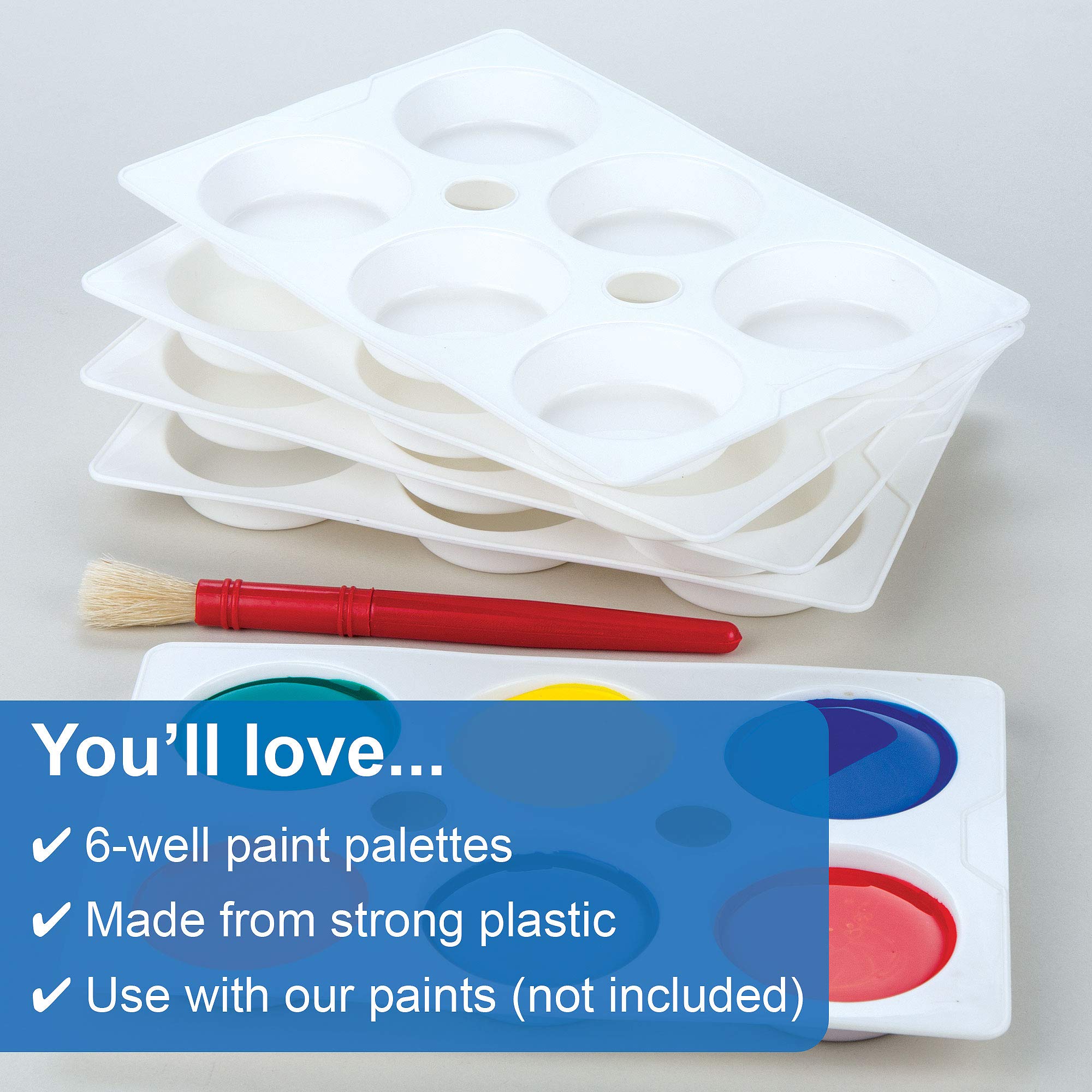 Baker Ross 6 Well Paint Palettes (Pack of 5) Plastic Paint Palettes