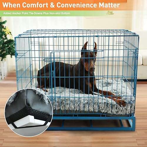Miniatura 5 de Cama para perro XL de lujo, acogedora y fijable, para jaulas, cama lavable para perros, 42 x 28 x 3 pulgadas, gris