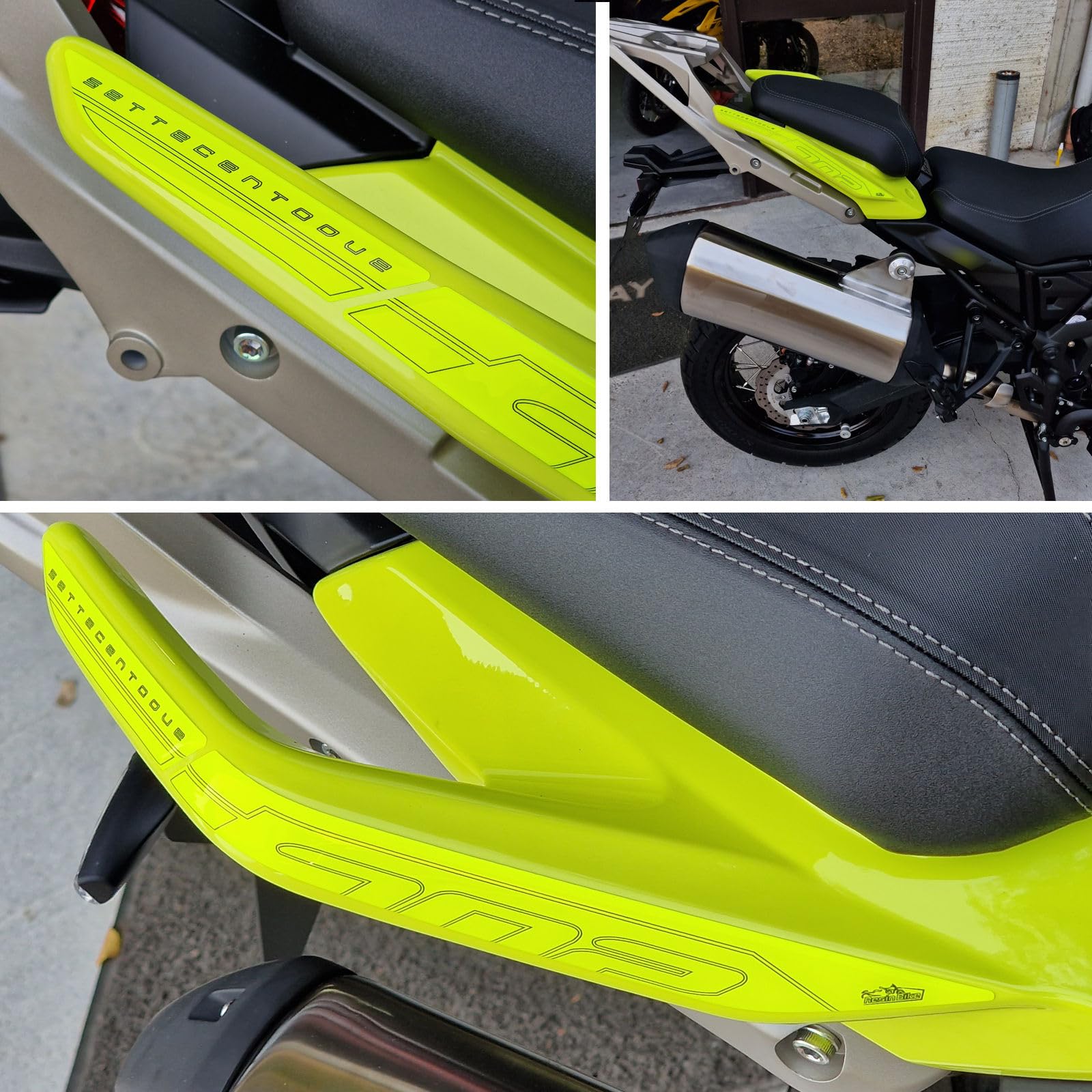 Resin Bike Adesivi Moto Compatibile con Benelli TRK 702X Forest Green 2023-2026. Protezioni Carter da Urti e Graffi. Adesivi Resinati con Effetto 3D Giallo Fluo