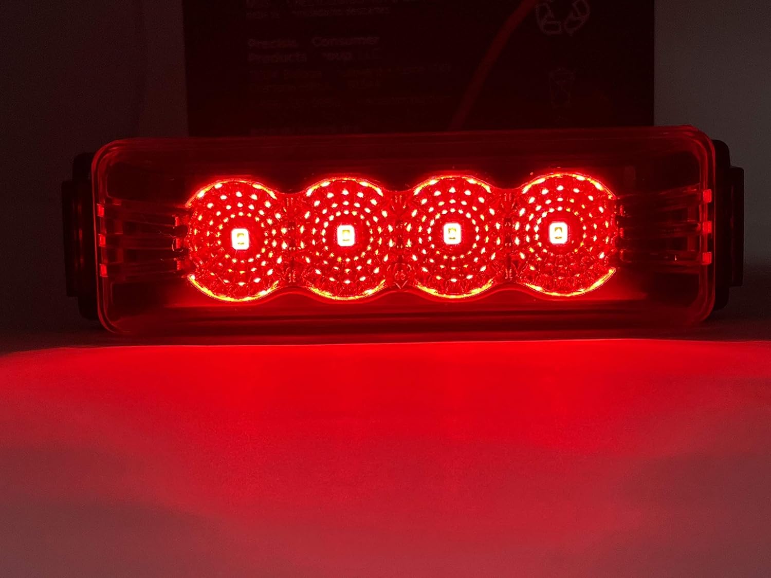 [4"x1" Red Thin line Trailer Led Side Marker and Clearance Lights 4 LED with Reflectors Submersible Sealed 12V Surface Mount for Truck Trailer Boats, Rectangular (10x Red)