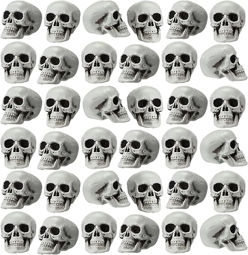 Miniatura 1 de Aoriher 50 paquetes de decoraciones de calavera de Halloween de plástico humano, cabeza de calavera humana, mini cabezas de esqueleto de aspecto
