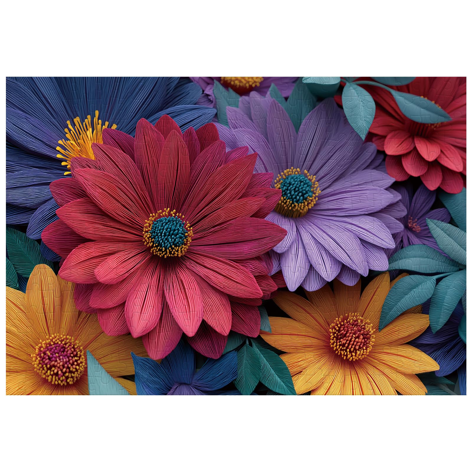 Great Jigsaw Puzzles for Adults 300 Pieces 3D Paper Cut Colorful Daisy Flower Puzzles for Adults Toys Gift Family Decoration Kids Puzzle