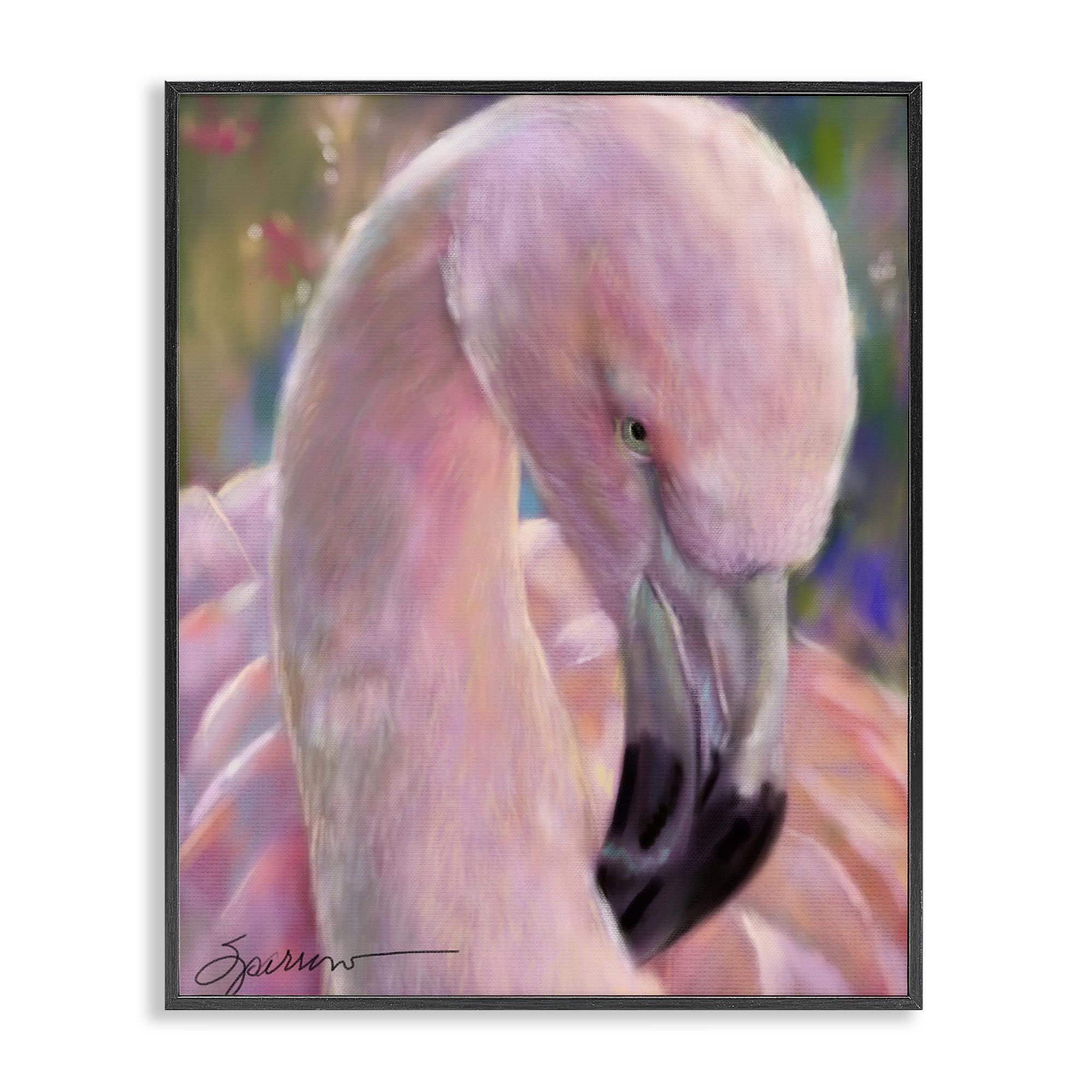 Stupell Industries Mingo The Flamingo Black Framed Giclee Art, design by Mary Sparrow, 20 x 16