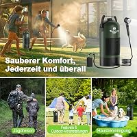 Tadomoe 20L Napelemes Kemping Zuhany Pumpával - Hordozható PVC Zuhanyzó Táskával és Zuhanyfejjel, Kempingezéshez, Túrázáshoz, Utazáshoz, Zöl 7
