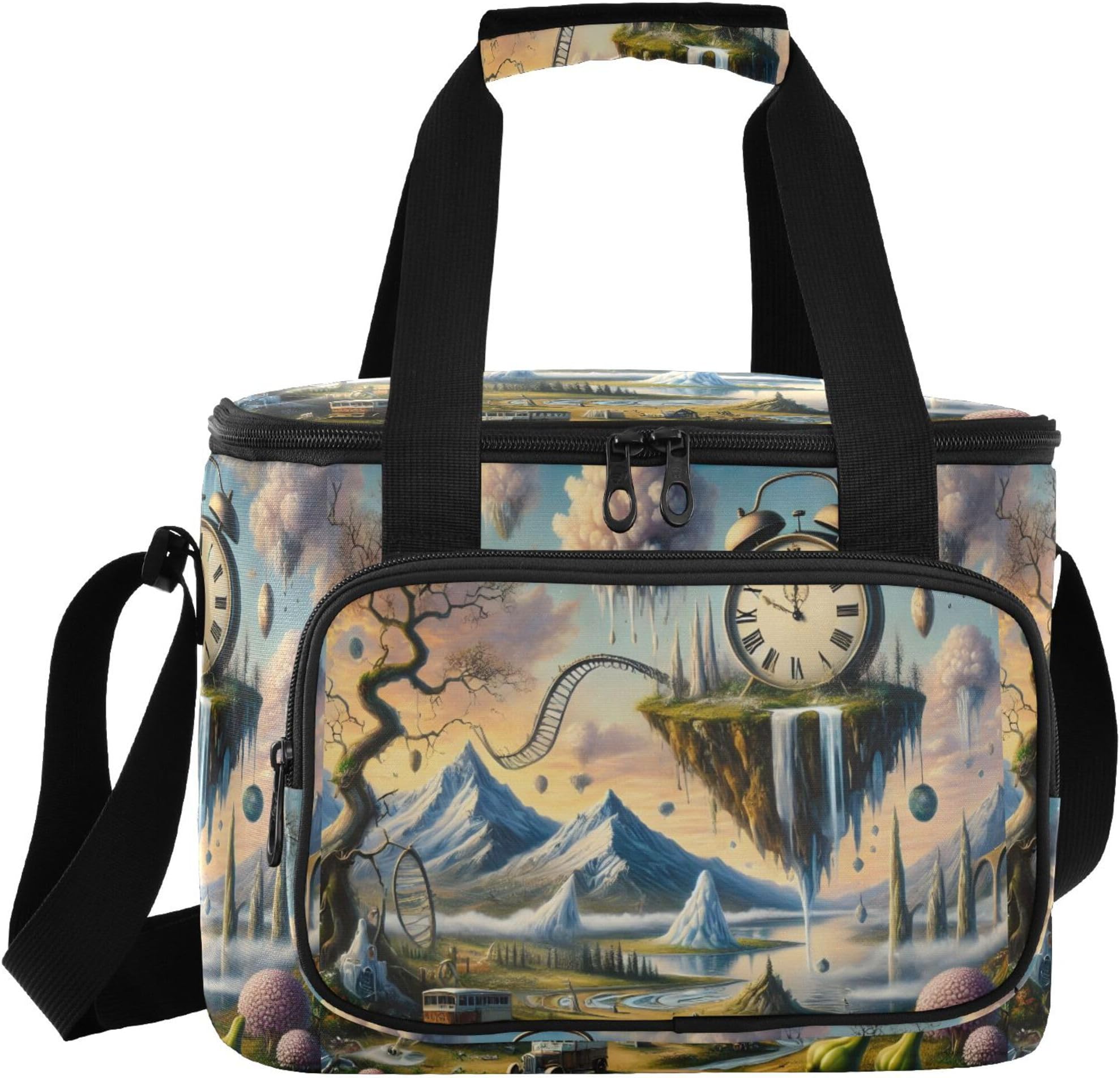 Surreal Clock Blue Lunch Box Men, Lunchbox Cooler, Small Cooler