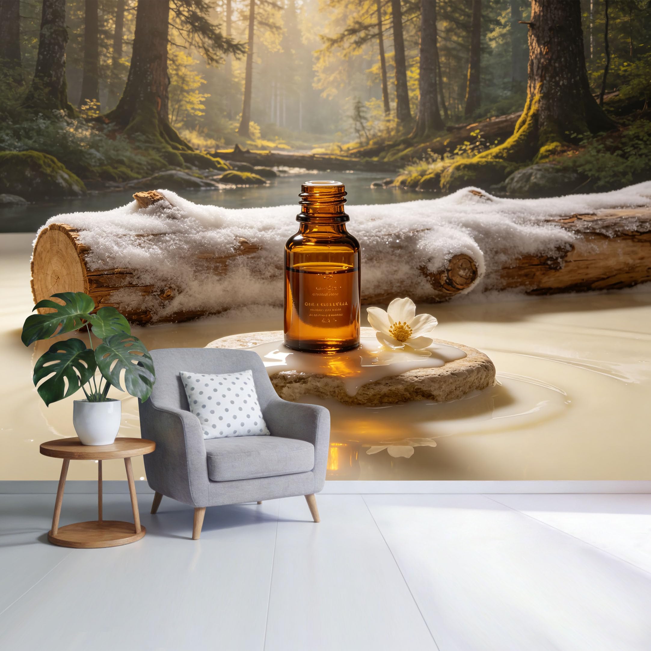 Custom Size Wall Mural Forest Stream Snowy Log Floral Serenity Natural Landscape SelfAdhesive Wall Fabric Removable Wallpaper for Home Office Decor