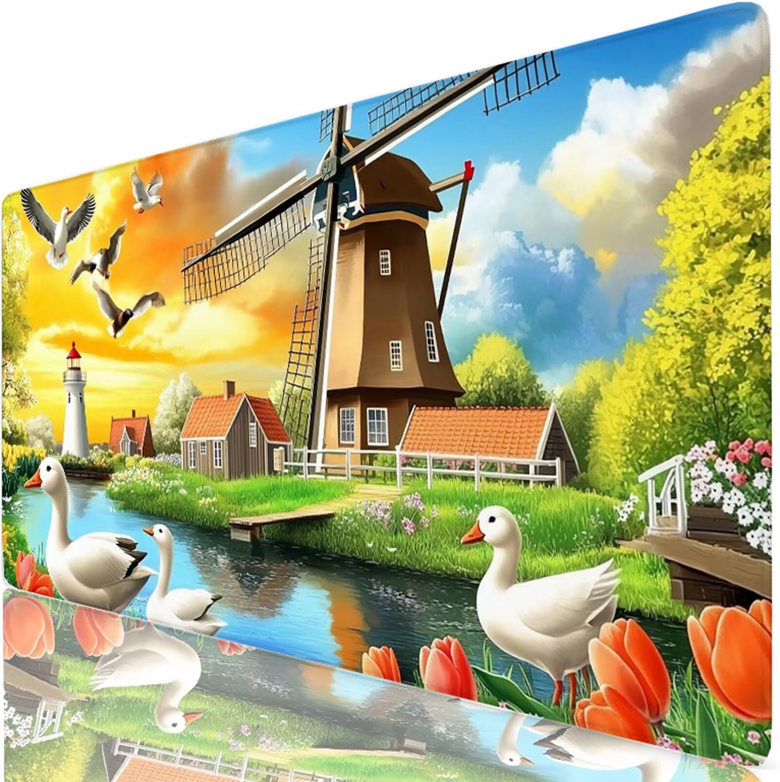 Blanca Alfombrilla Ratón XXL 150x80 cm Mouse Pad Grande Gaming Pato Alfombrilla Escritorio Antideslizante, Protector de Mesa para Ordenador y Teclado, Bordes Cosidos, Accesorios Oficina, Regalo W6-477