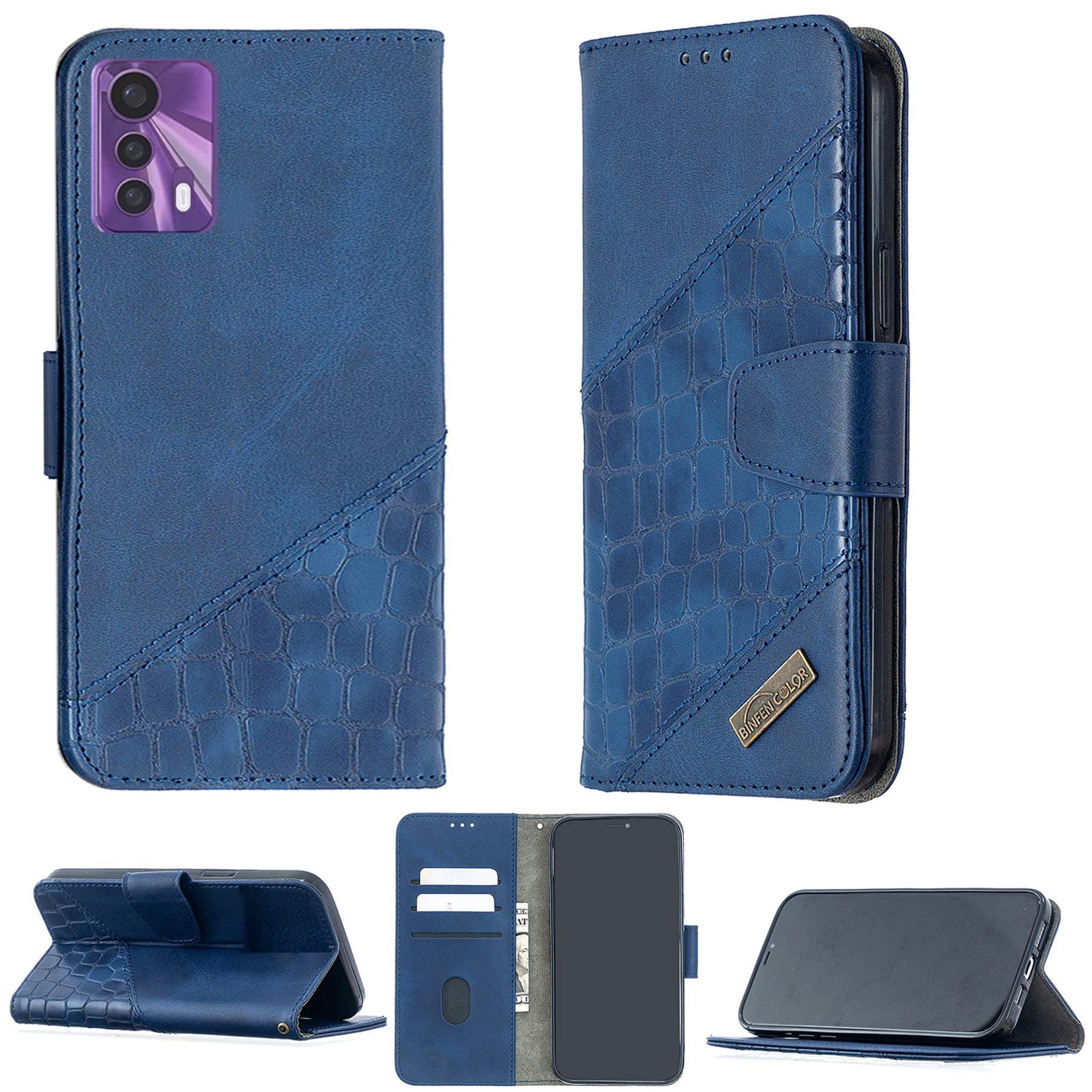 Aroepurt Nuu B20 5G Case Compatible for Nuu Mobile B20 Phone Case Flip Stand Cover Women Wallet BF04-Blue