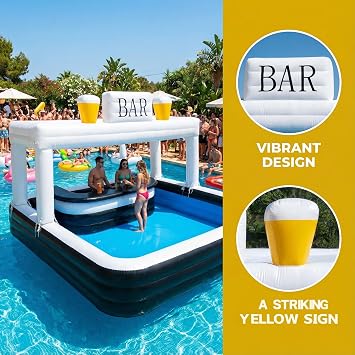 Outdoor Inflatable Pool Bar PVC Inflatable Pub House Blow Up Pool Bar for Party, Backyard, Patio, Poolside