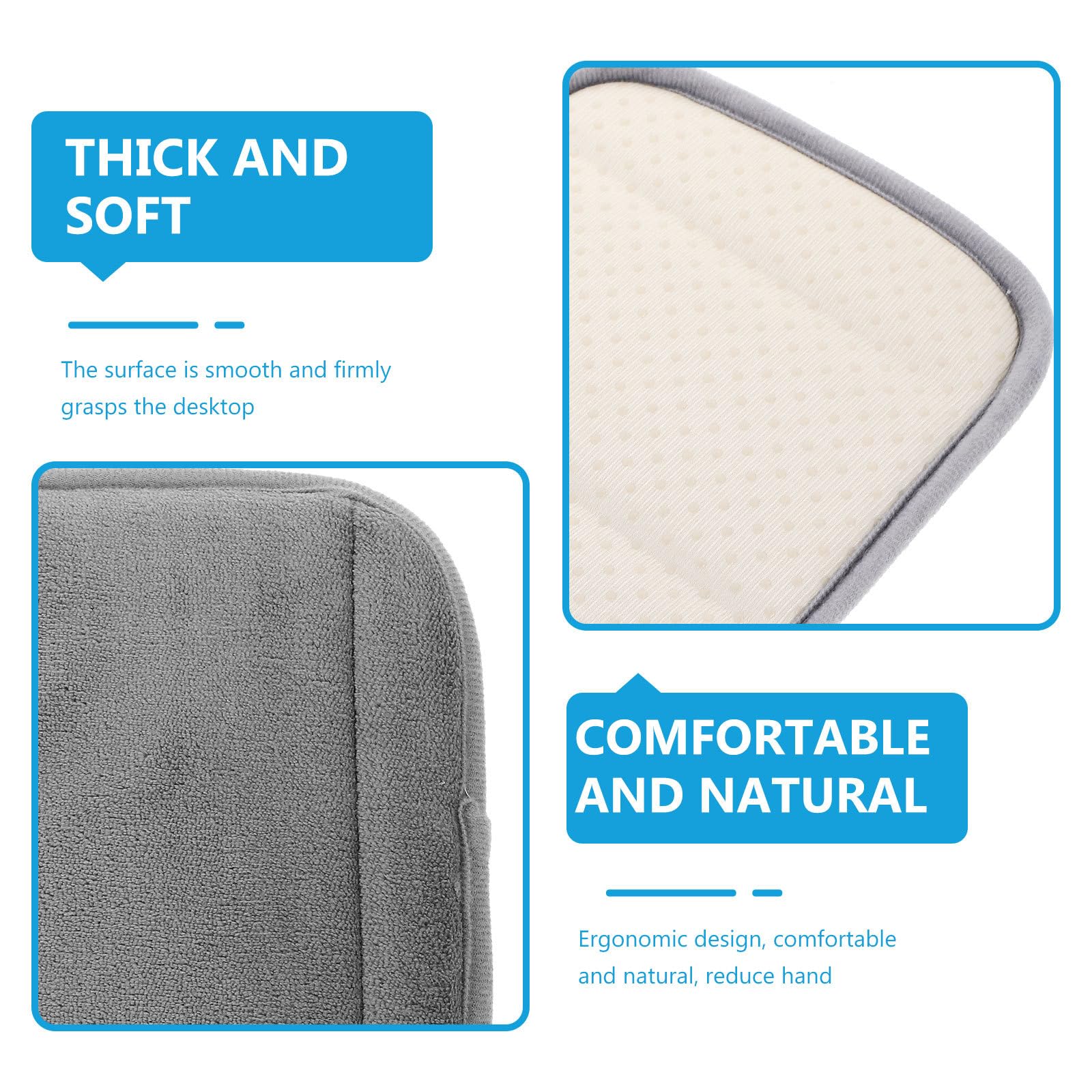 Alfombrillas de Ratón para Ordenador 2 Piezas Memoria Espuma 30 Cm Gris Antideslizantes para Oficina y Portátil, Superficie y Lavable para Juegos y Trabajo