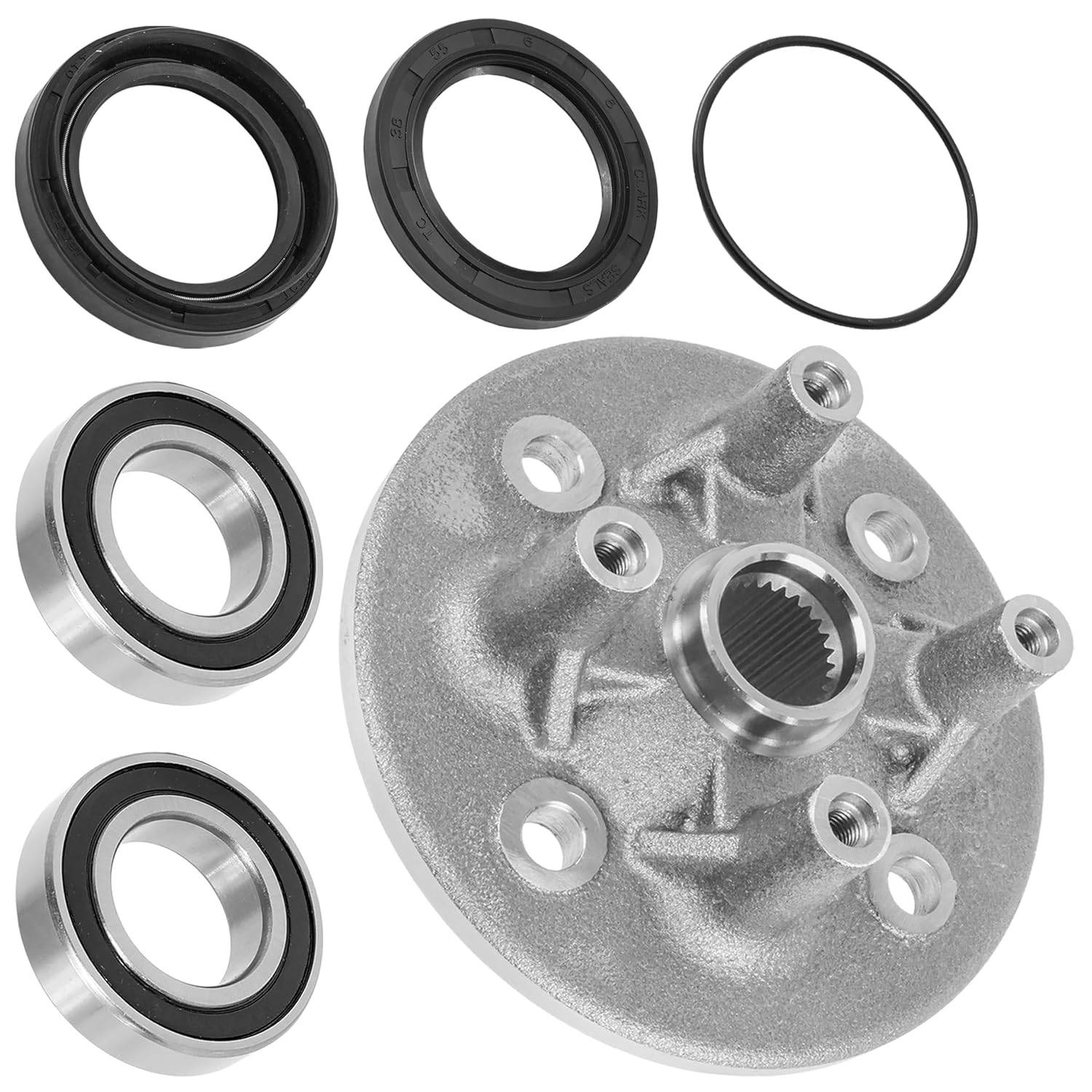 Caltric Front Wheel Axle Hub with Bearing Kit Caltric Stators Compatible with Yamaha Rhino 660 YXR660F 2004 2005 2006 2007