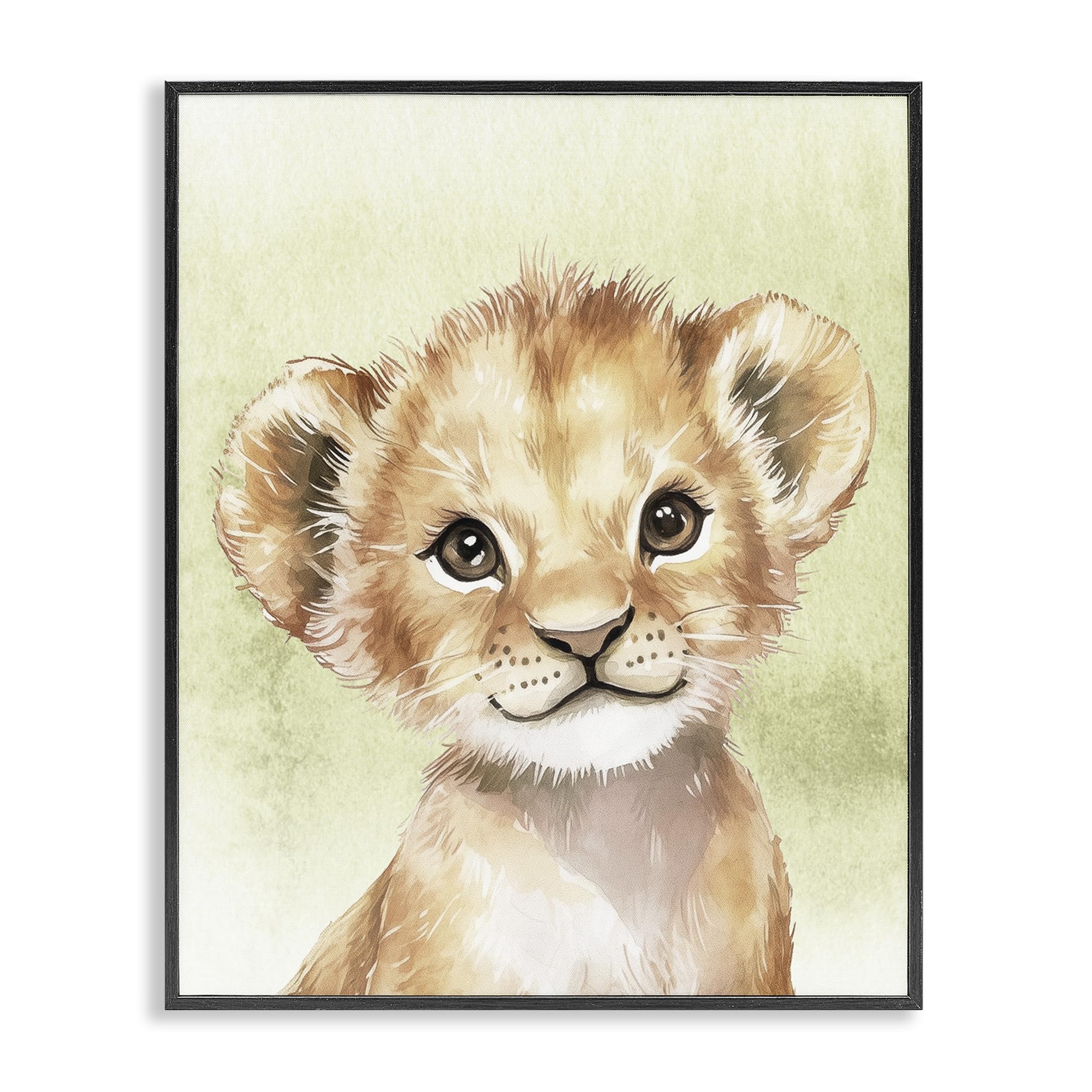Stupell Industries 'Jungle Friends Baby Lion', Framed Giclee Art, Black, 16 x 20 Inches, Easy to Hang and Sturdy, Made in USA, by Christine Simpson Art