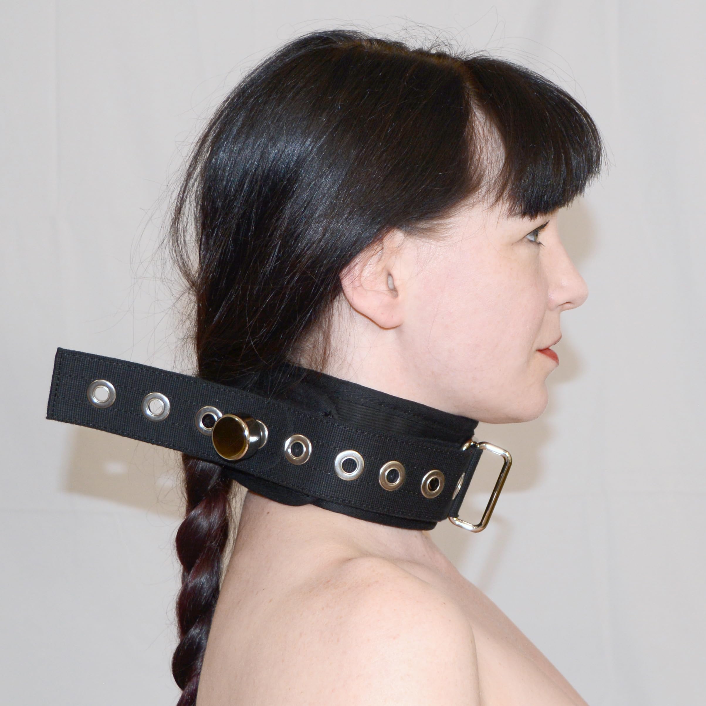 Collier BDSM verrouillable avec fermeture magnétique – coton doux avec anneau en O pour laisse – Collier esclave unisex pour Fetish & Jeux de rôle cliniques