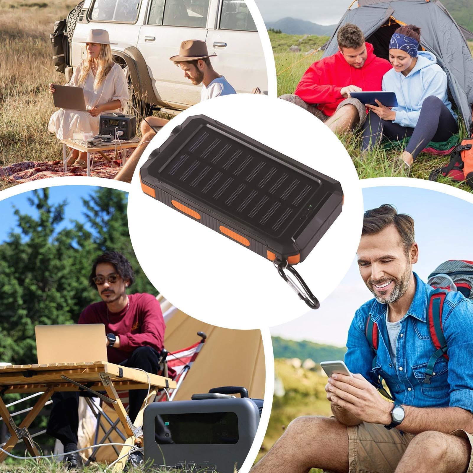Batteria esterna solare - Power Bank 20000mAh wireless portatile | Ricarica rapida con la torcia, custodia impermeabile resistente alla polvere shock per campeggio escursionismo viaggio telefono