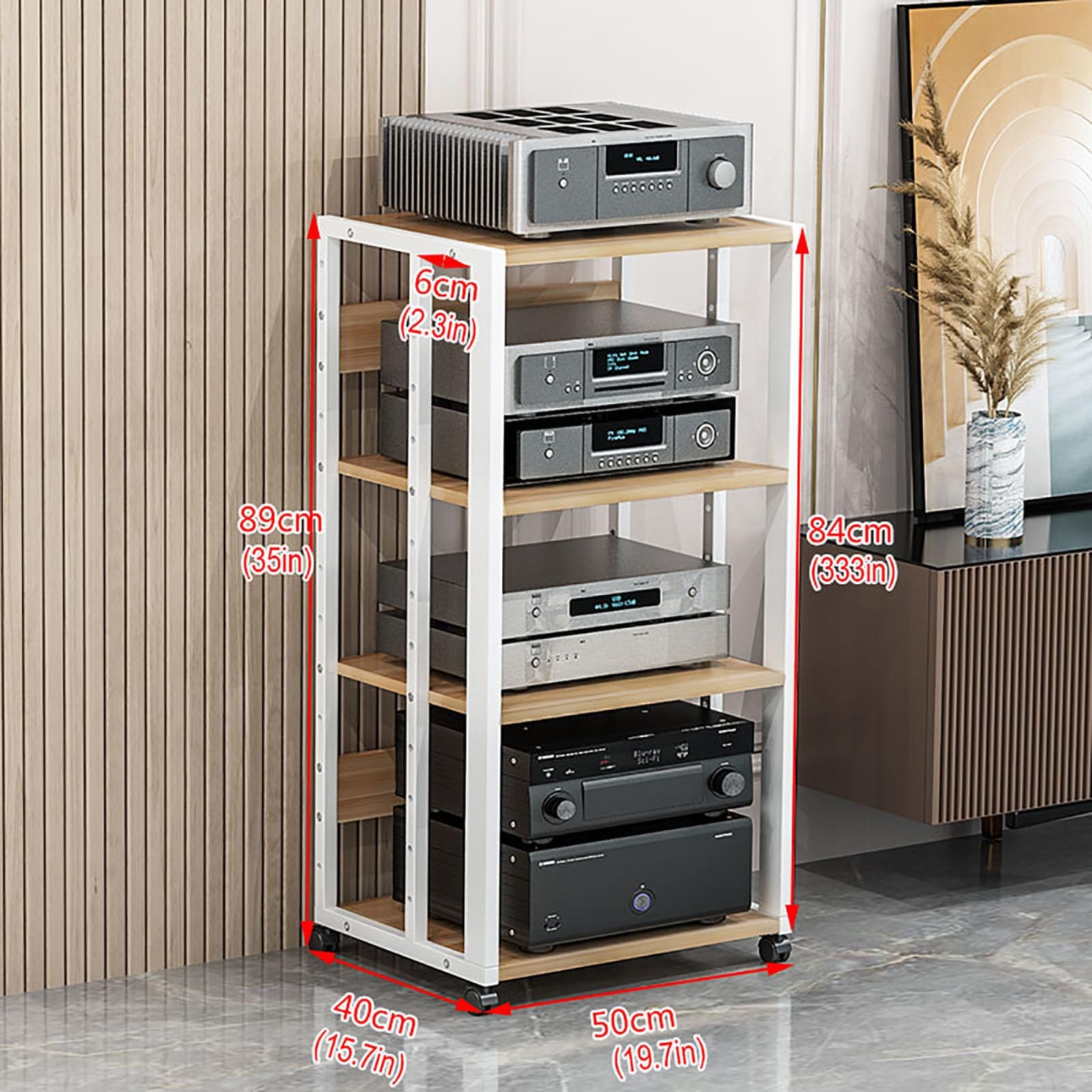 AV Media Stand Armadio regolabile da pavimento con ruote, multifunzione, per CD, DVD, console di gioco, TV, box – perfetto per soggiorno e intrattenimento