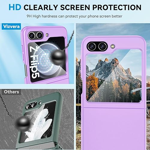 Miniatura 5 de Vizvera Funda para Samsung Galaxy Z Flip 5 con protección de pantalla, Flip z 5 Slim HD, funda antiarañazos, a prueba de golpes, para Galaxy Z Flip