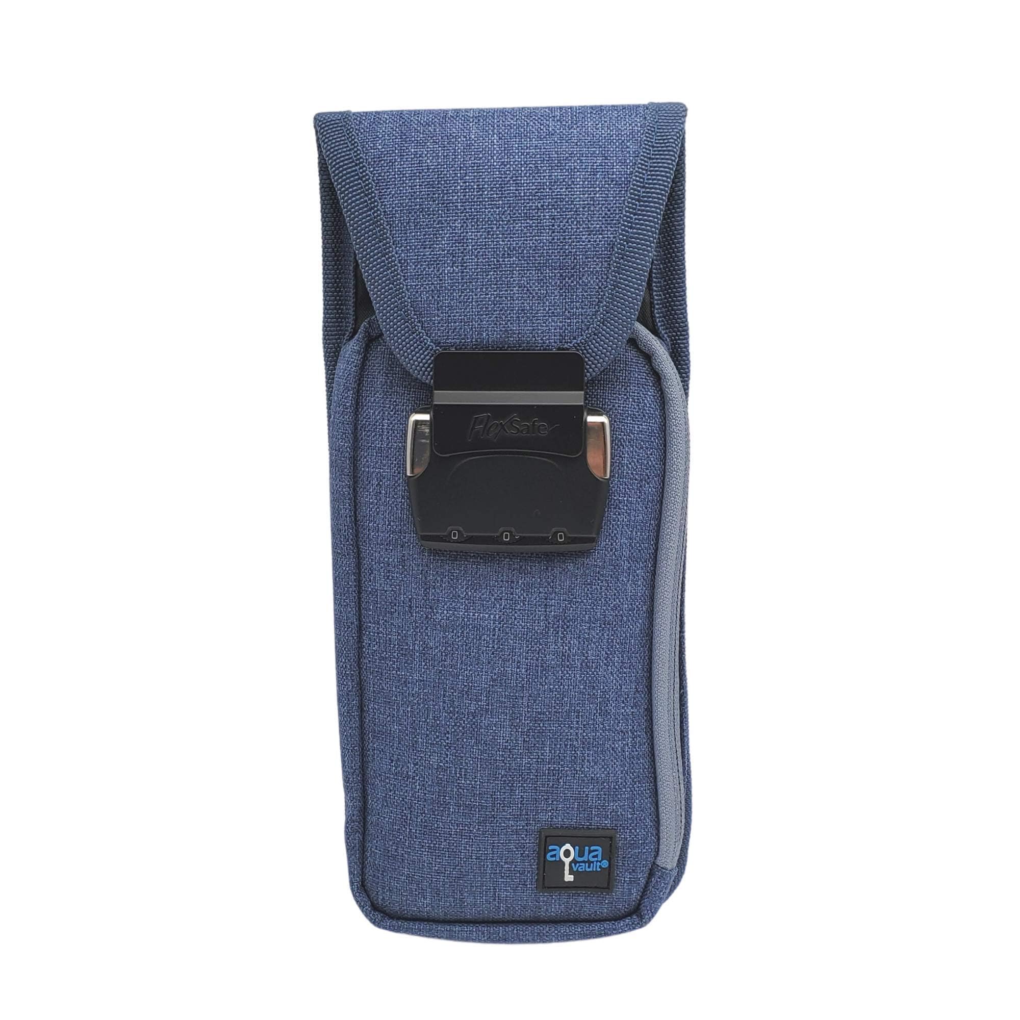 AquaVault Portable Travel Safe – Classic Anti-Theft, Nylon Cut-Resistant Lockbox for Beach, Pool, Hotel, and Outdoors (Blue, Mini)