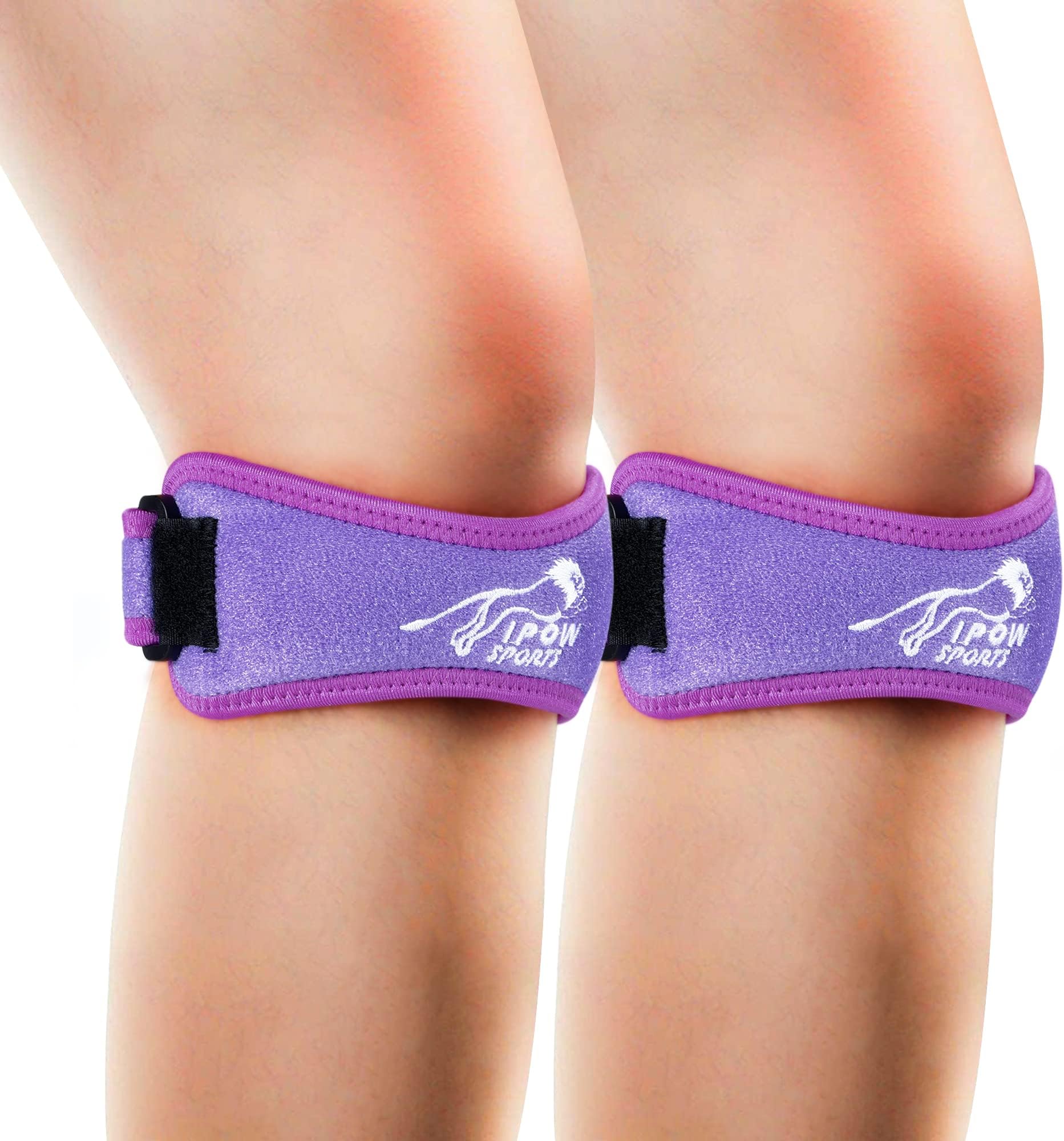 IPOW Embroidery Patellar Tendon Support Strap 2 Pack, Knee Pain Relief & Patella Stabilizer Knee Strap, knee Support for Women and Men, Knee Braces for Running, Working Out, Weightlifting, Arthritis,