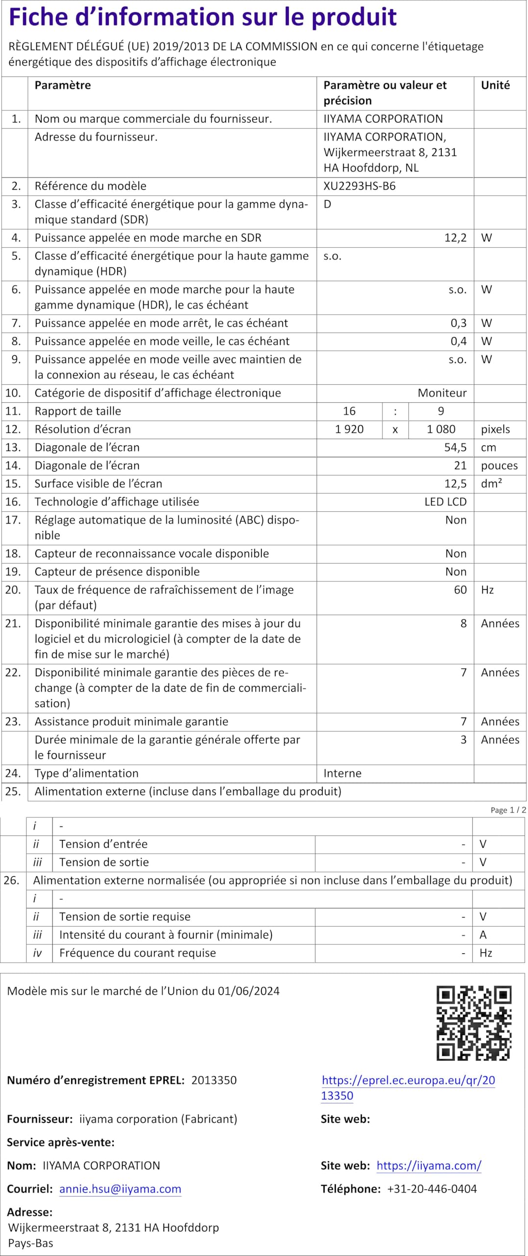 Iiyama ProLite XU2293HS-B6 - LED Monitor - 22" (21.5" Viewable) - 1920 - View #10