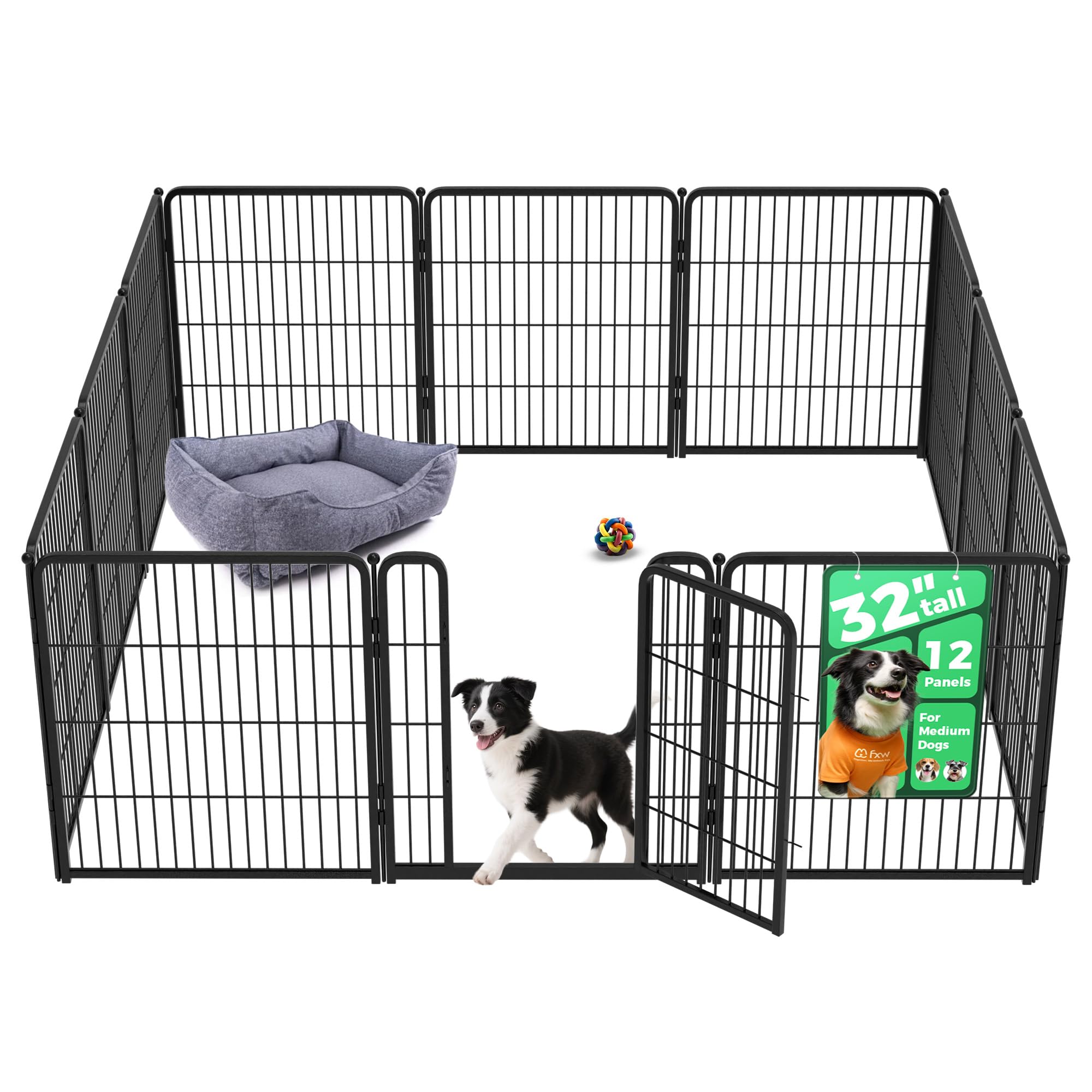 FXW Homeplus Indoor Dog Playpen, 32" H, 12 Panels, for Small &amp; Medium Dogs