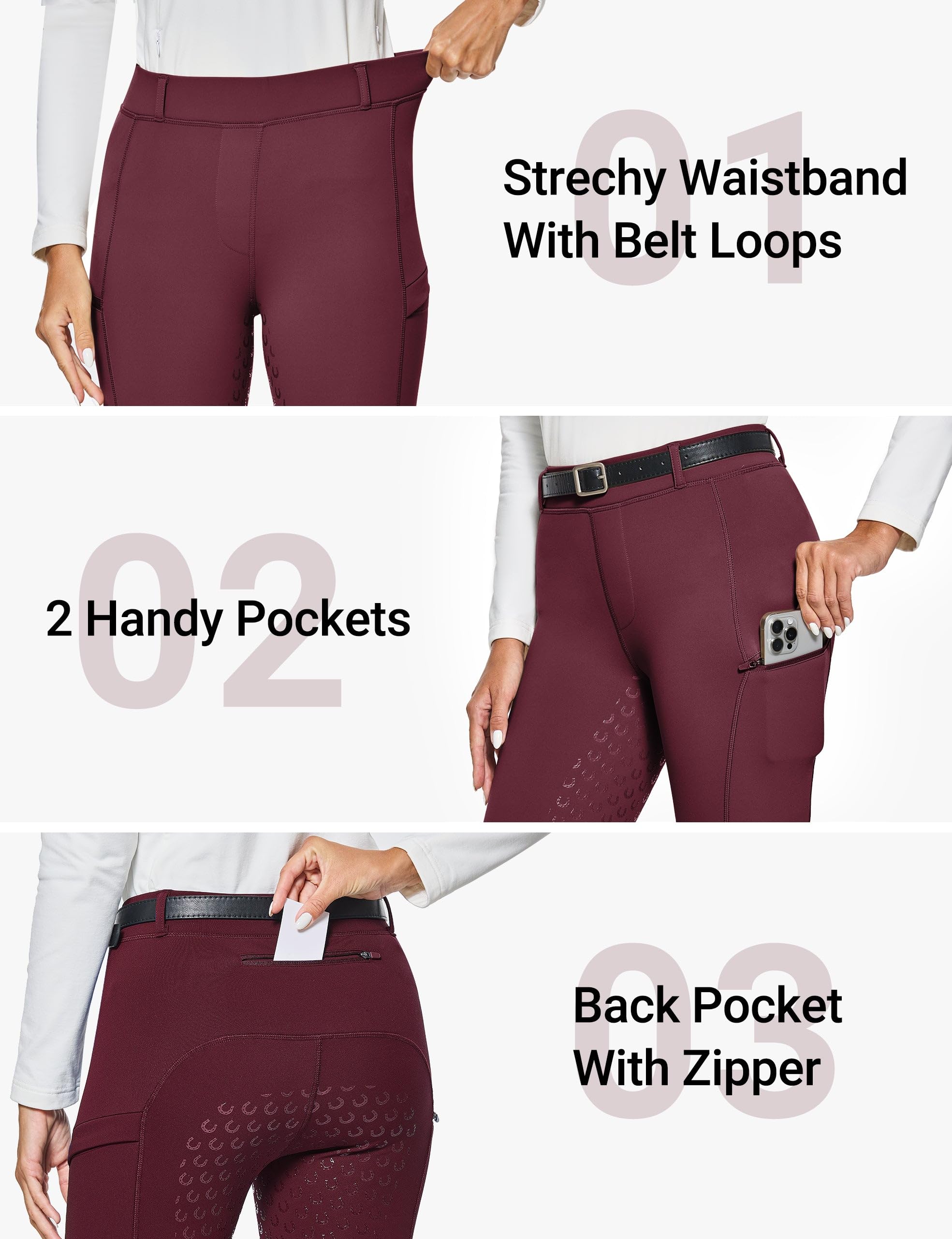 FitsT4 Sports Leggings da Equitazione Invernali da Donna Pantaloni da Equitazione in Pile Pantaloni da Equitazione con Rivestimento Completo in Silicone