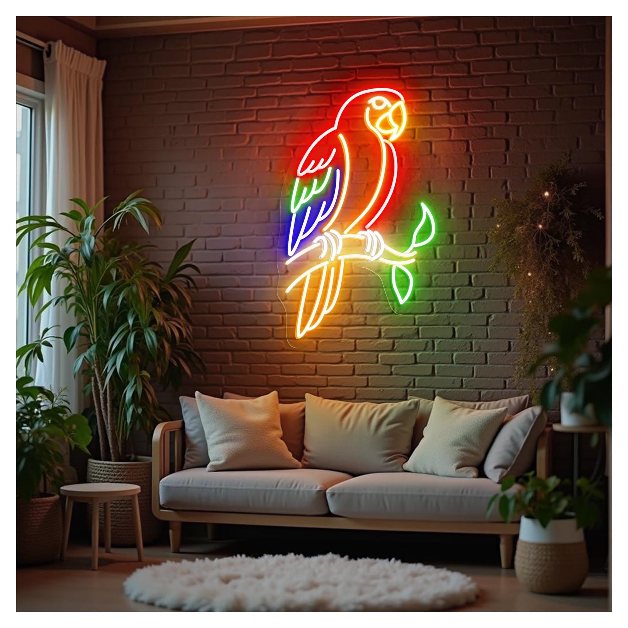 LEMST Sign Lamp Parrot Bird Neon Lights Adjustable Brightness Suitable for Shop Bedroom Wall Decor 33cmx53cm