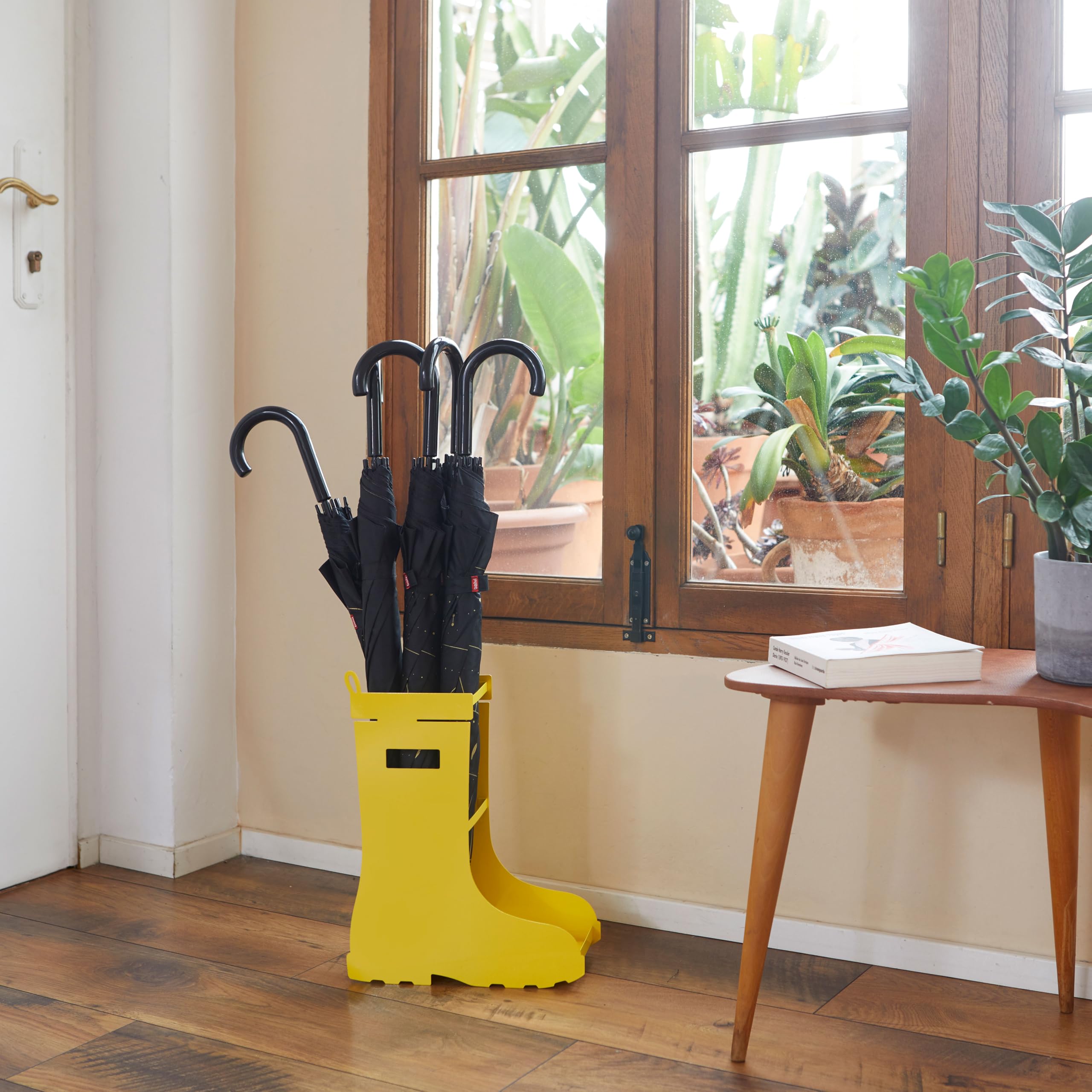 Balvi Porta ombrelli Rain Boots Colore Giallo Facile circolazione dell'Aria e con vaschetta per la ra