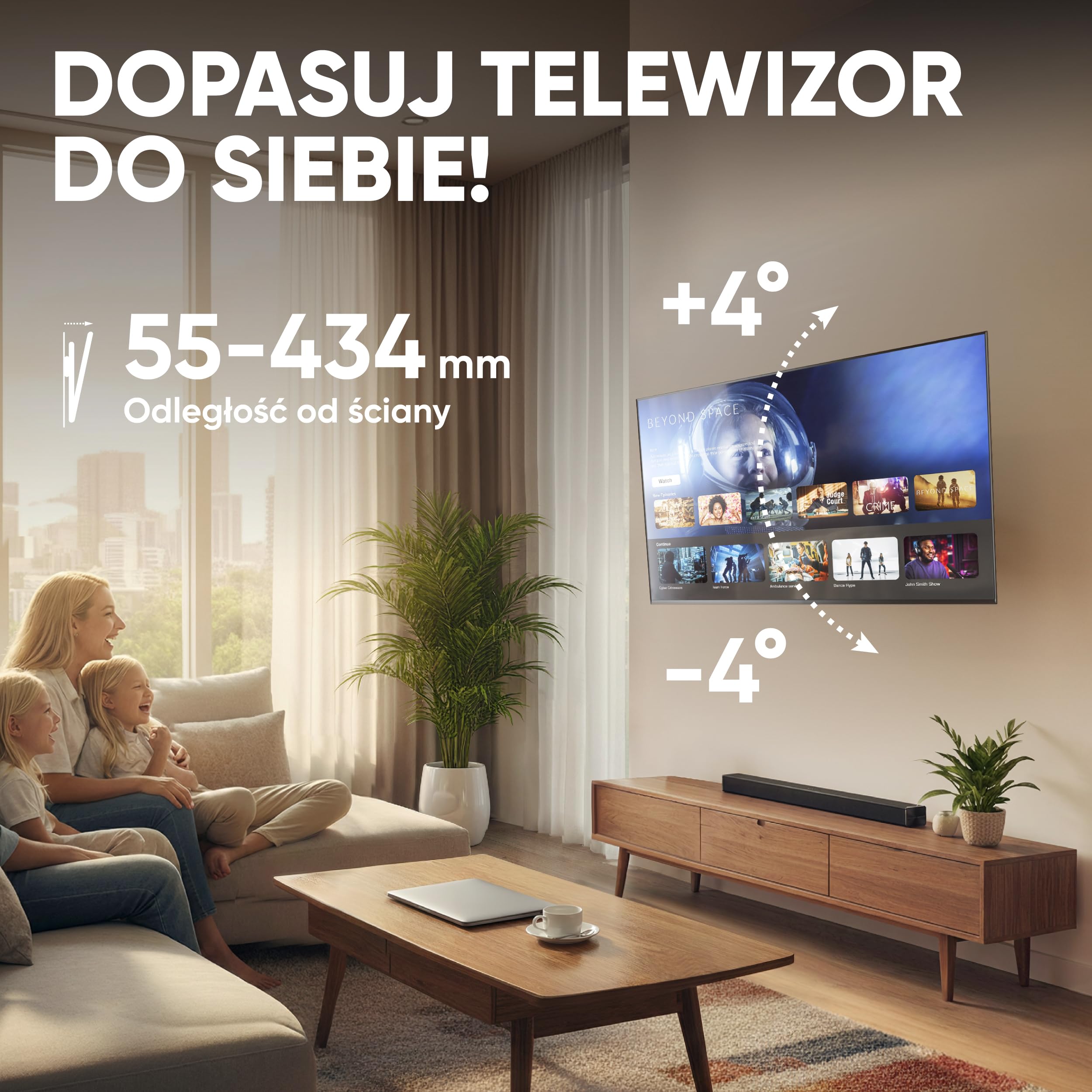 ONKRON Wieszak na Telewizor 40-75 Cali, maks. 70 kg, Obrotowy i Pochylany Uchwyt Ścienny na TV, VESA 100x100-600x400, Uniwersalny Wysuwany Ramię do Telewizora, Czarny M6L-B