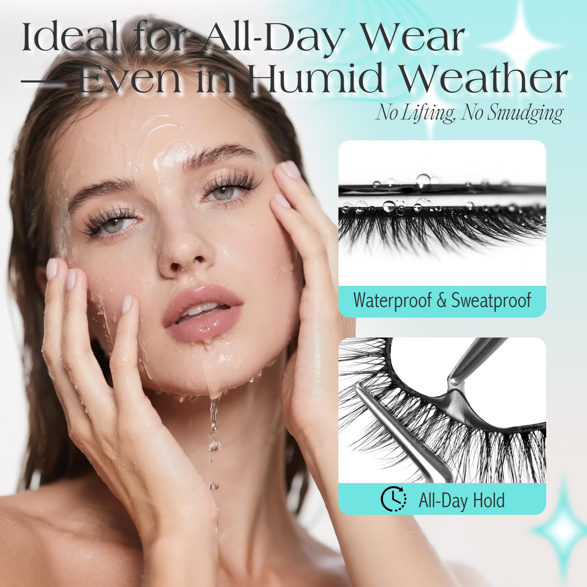 Bepholan Self Adhesive Eyelashes Natural Look,Pre Glued No Glue Needed Reusable Press On Lashes False Eyelashes Wispy with Tweezer of Replacement Adhesive Strips 8-14mm 5 Pairs(CVJ205)