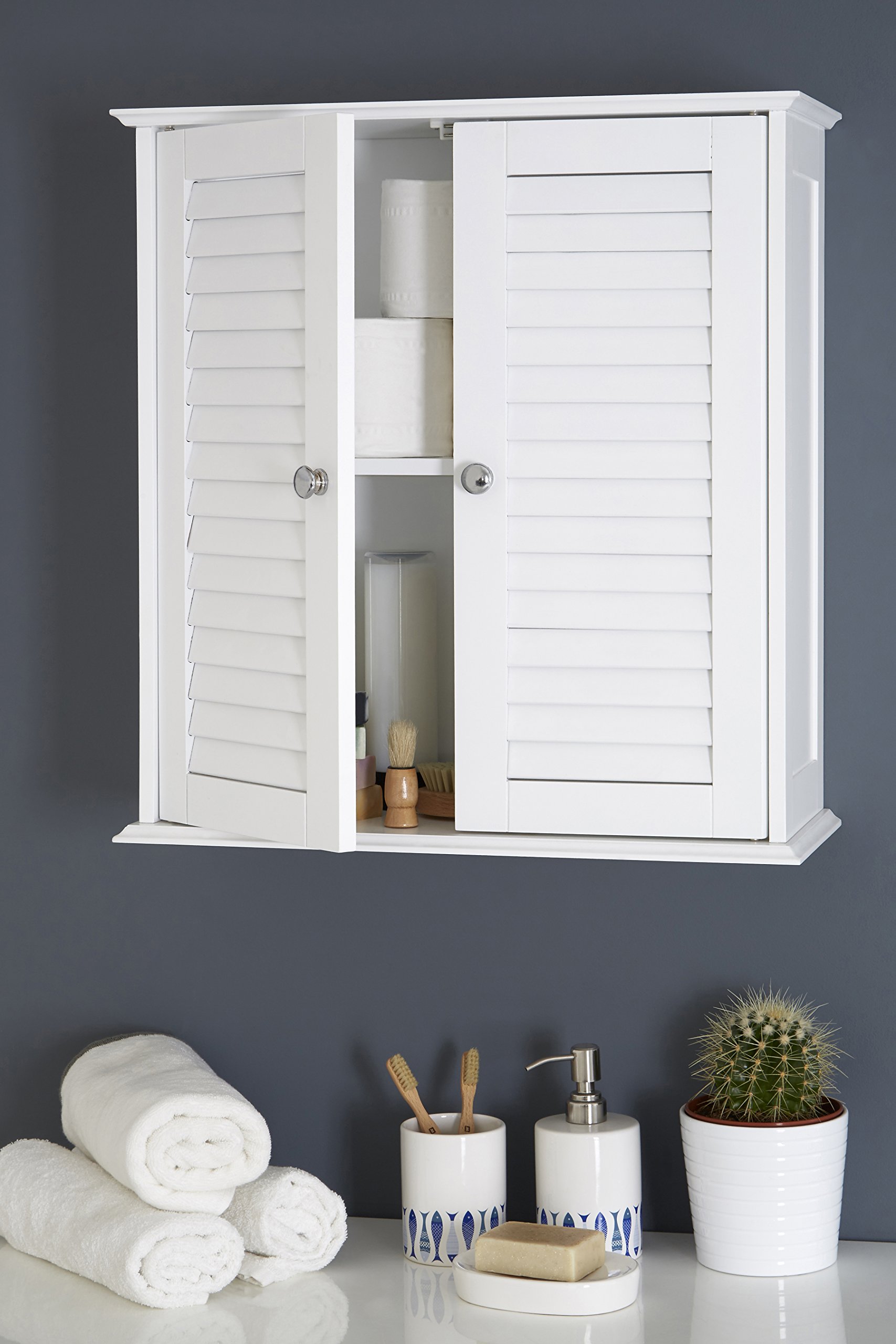 Premier Housewares Bathroom Storage Bathroom Wall Mounted With Double Shutter Door For