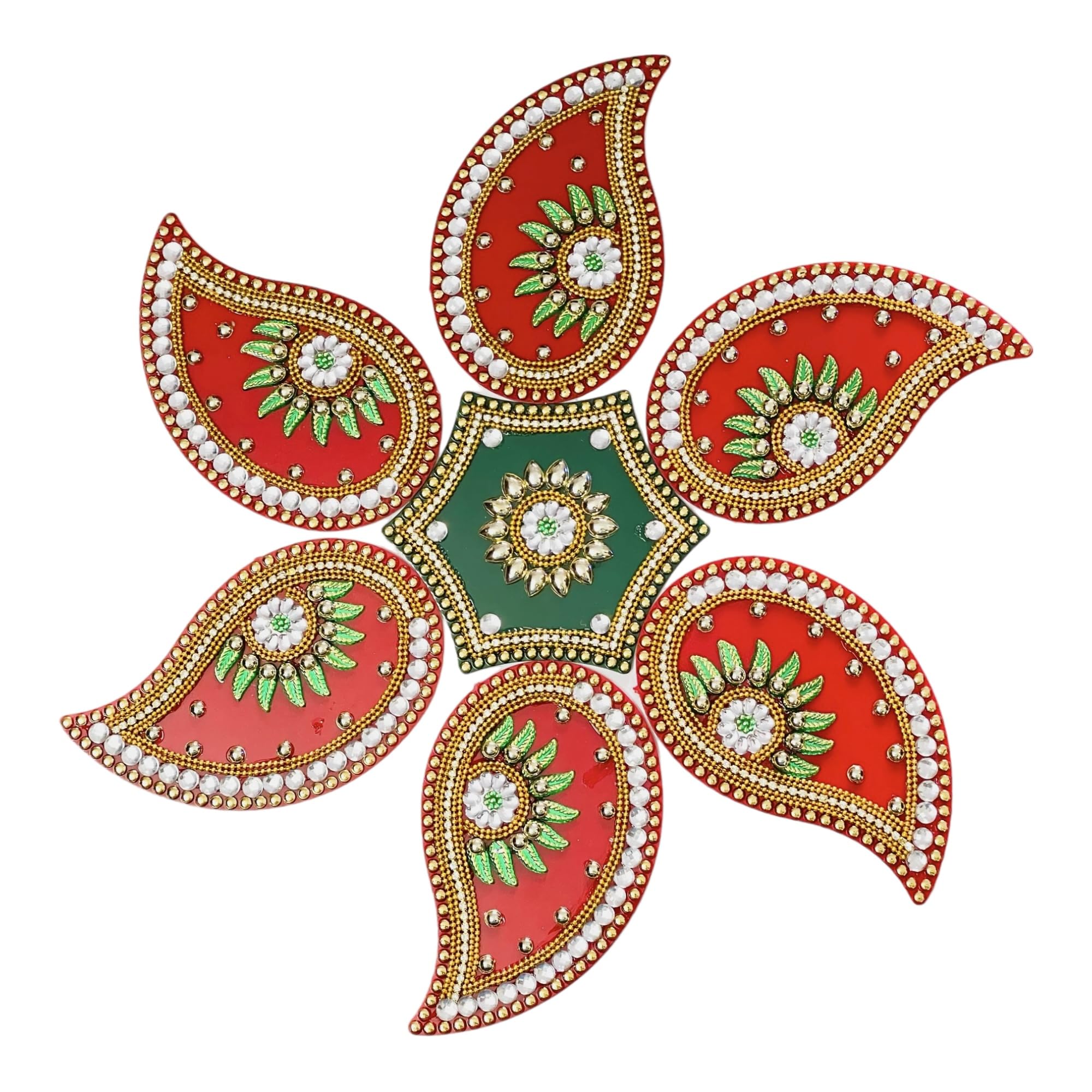 KRIWIN XLarge Size Acrylic Rangoli for Home Festival Decoration 19 pcs Set Reusable 4