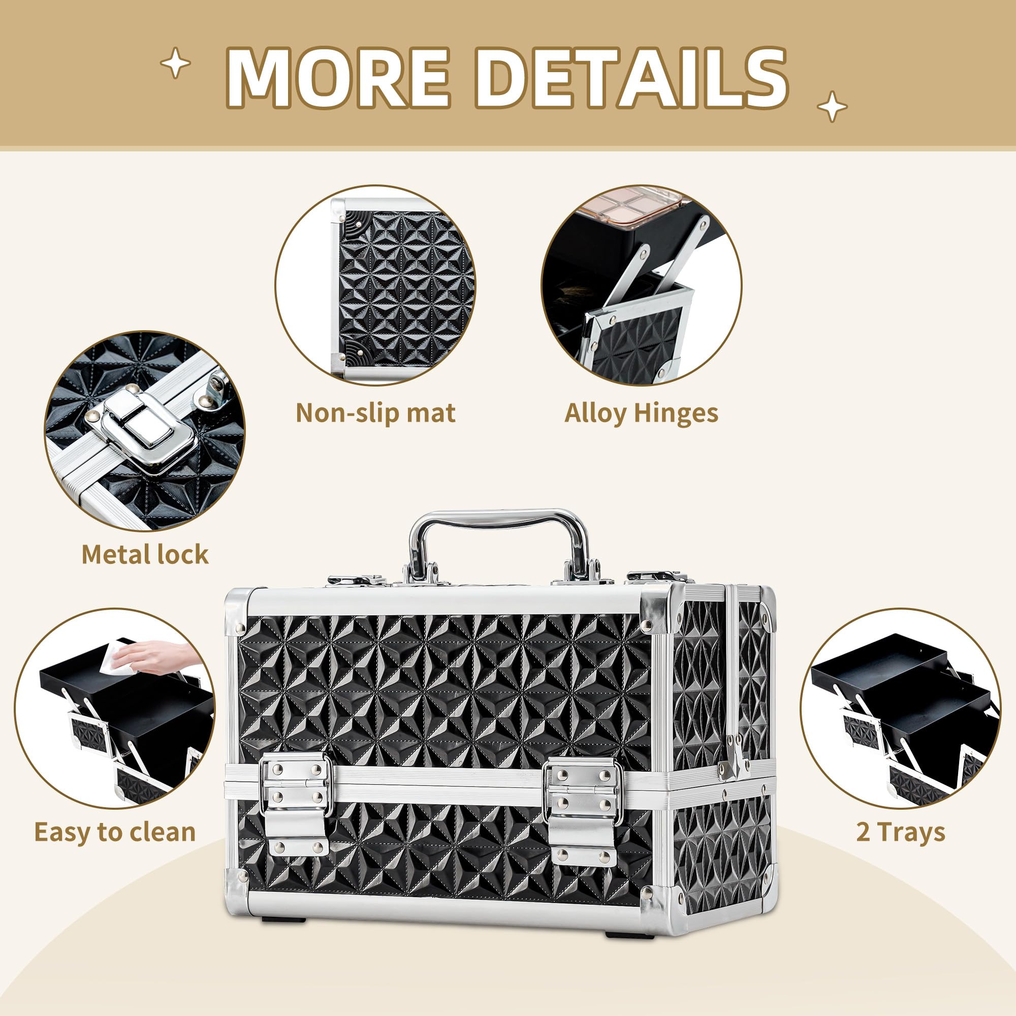 Leeora&Leekoo Portable Makeup Train Case Cosmetic Organizer