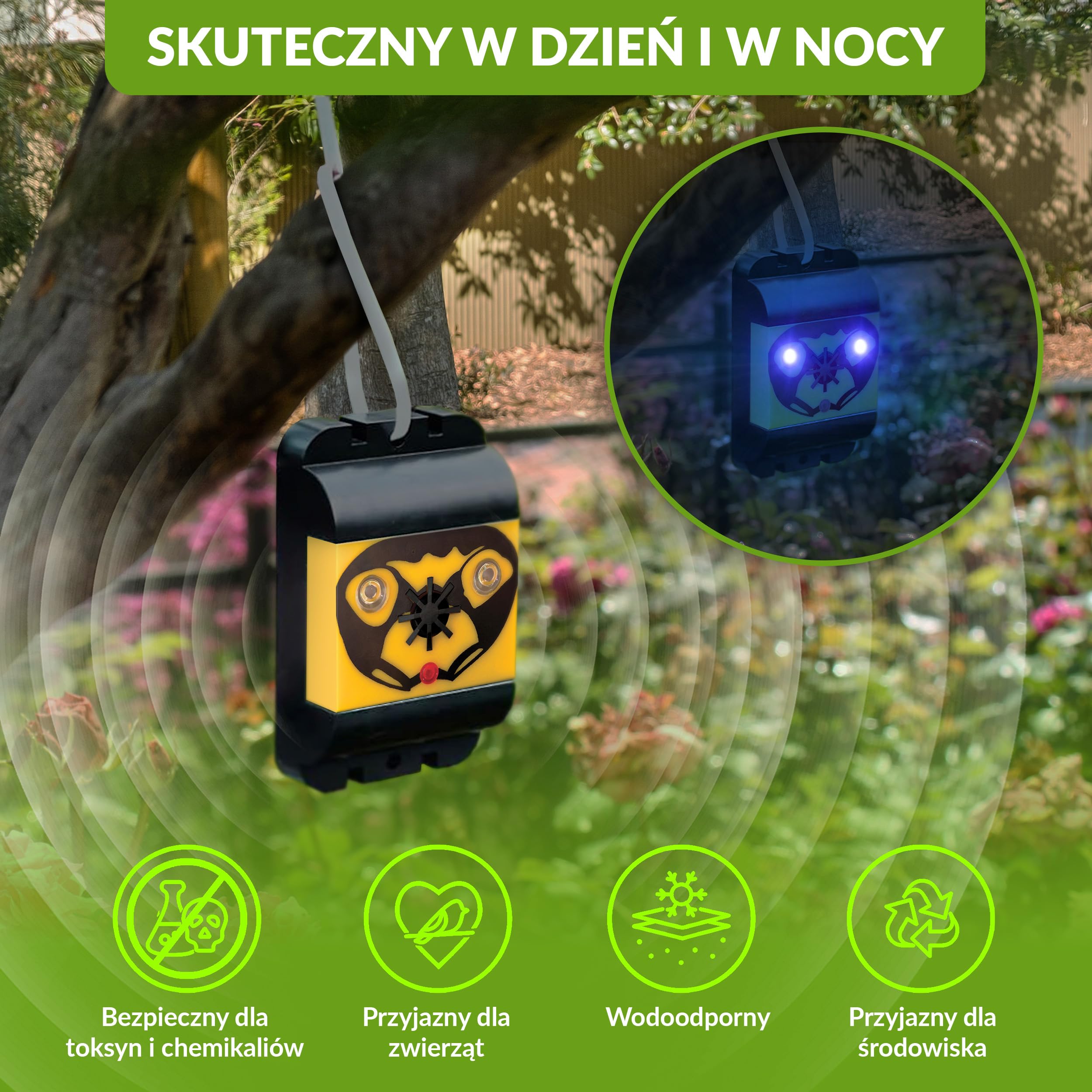 ISOTRONIC Odstraszacz ptaków i gołębi – Ultradźwięki i lampa błyskowa – Bateryjny – Na balkon i do ogrodu – Skuteczna ochrona przed ptactwem – Zasięg 40 m² (2 sztuki)