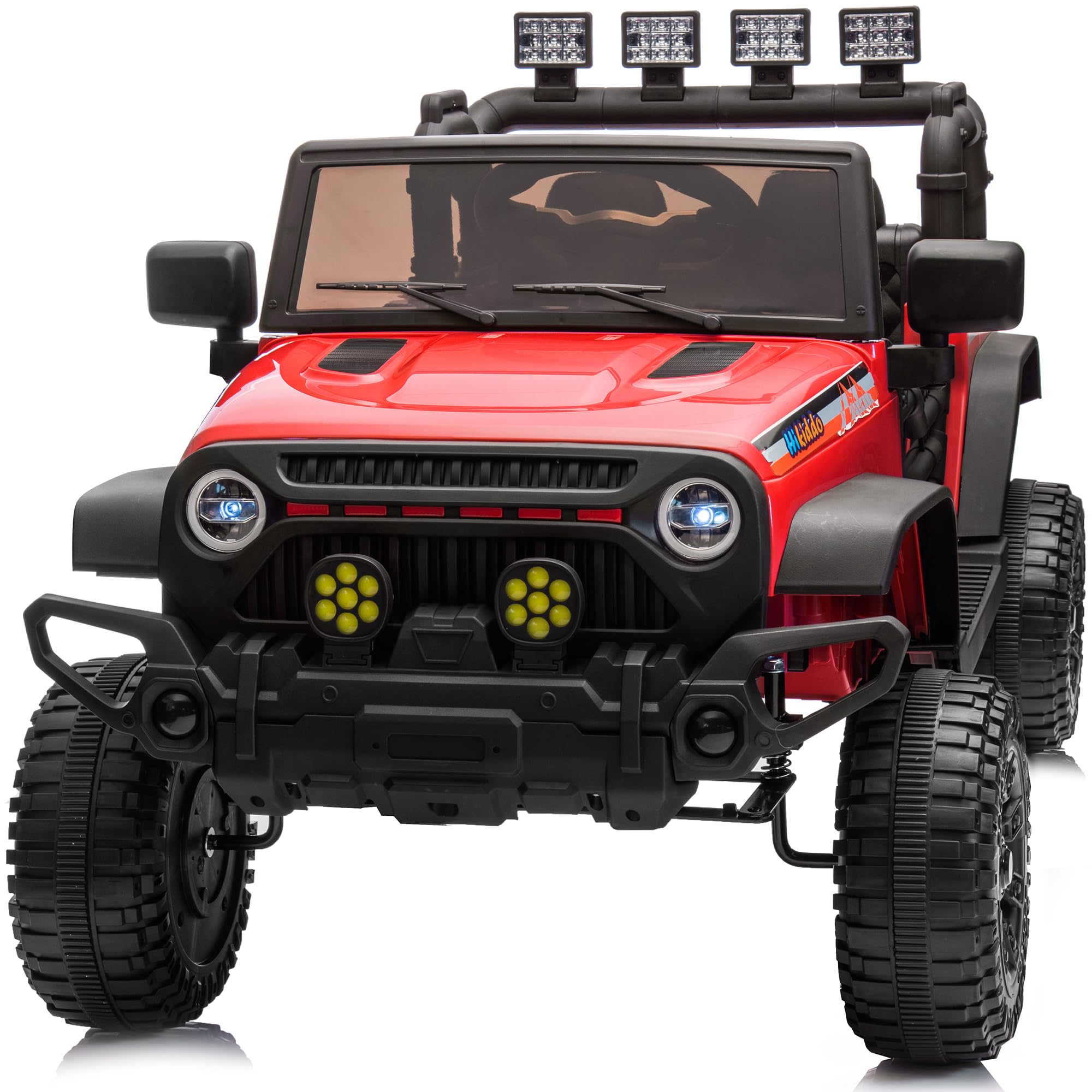 (incomplete) 4WD Kids Ride on Car Truck, 12V 7Ah Kids Electric Vehicles Car Ride on Toy for Toddlers 3-5 with Remote Control - Red