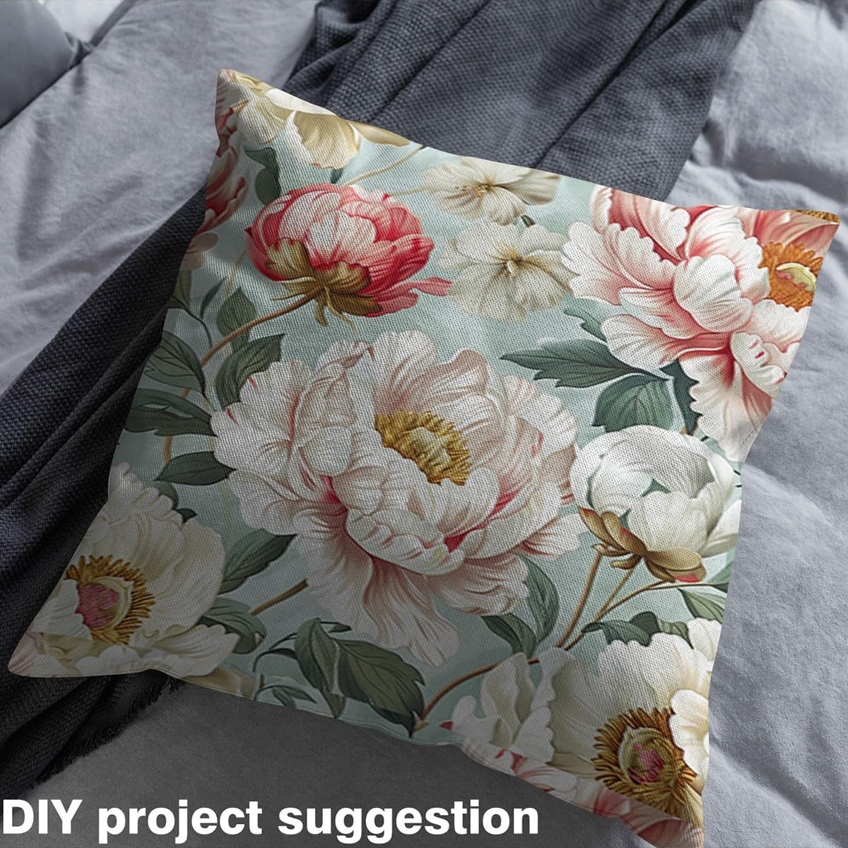 Erosebridal Groovy Floral Fabric by The Yard,Peony Flowers Upholstery Fabric for Chairs Sofa,Watercolor Oil Painting for Quilting Sewing,Art Garden Blossom Petals DIY Art,Red White,3 Yards