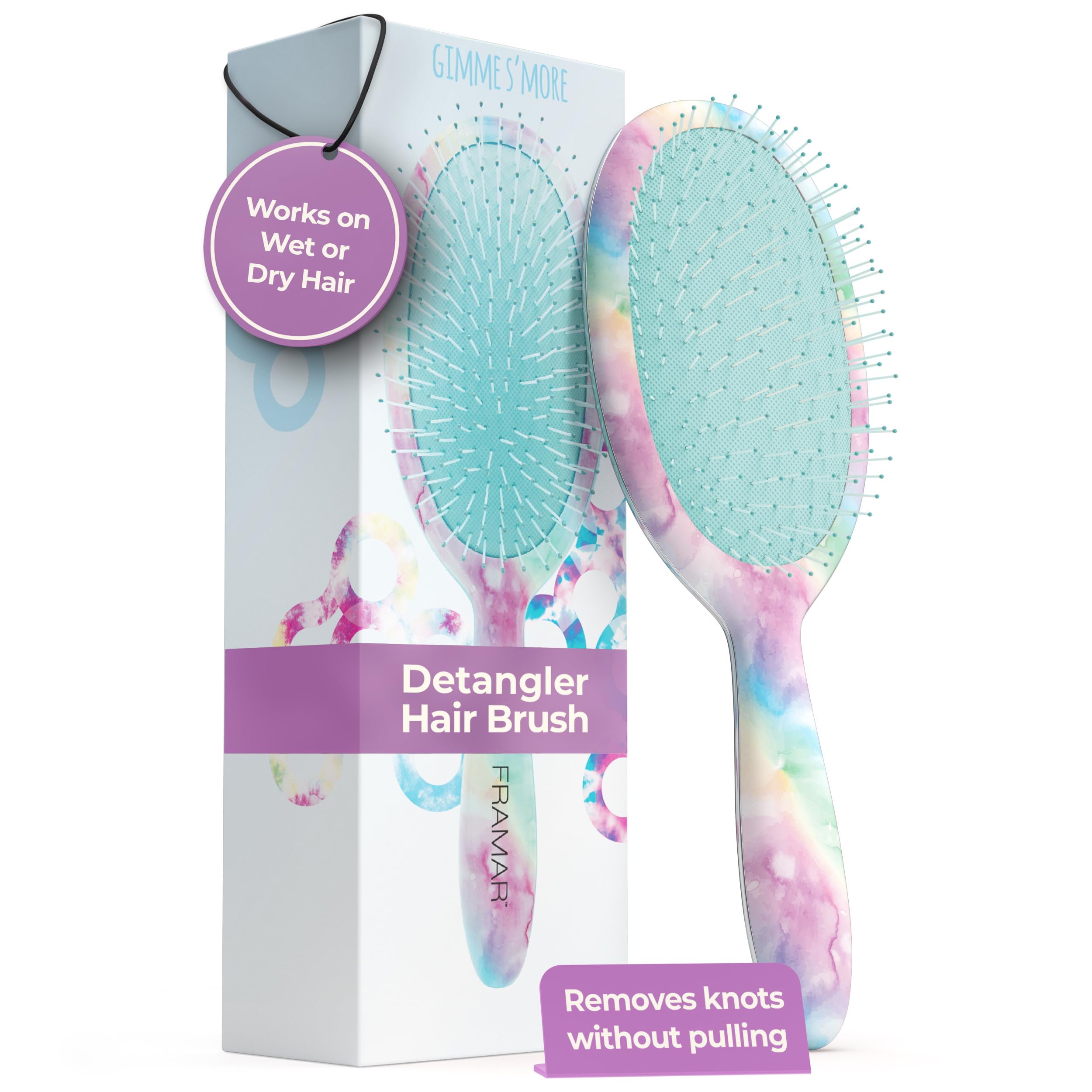 Wet Hair Brush Detangler – Curly Hair Brush Women, Hairbrushes for Women, Set, Detangle, Hairbrush, Detangling Brush, Detangler - Blue Tie Dye